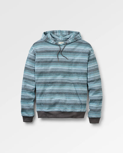 Lagoon Loopback Relaxed Fit Hoodie - Multi Blue Stripe - Flatlay