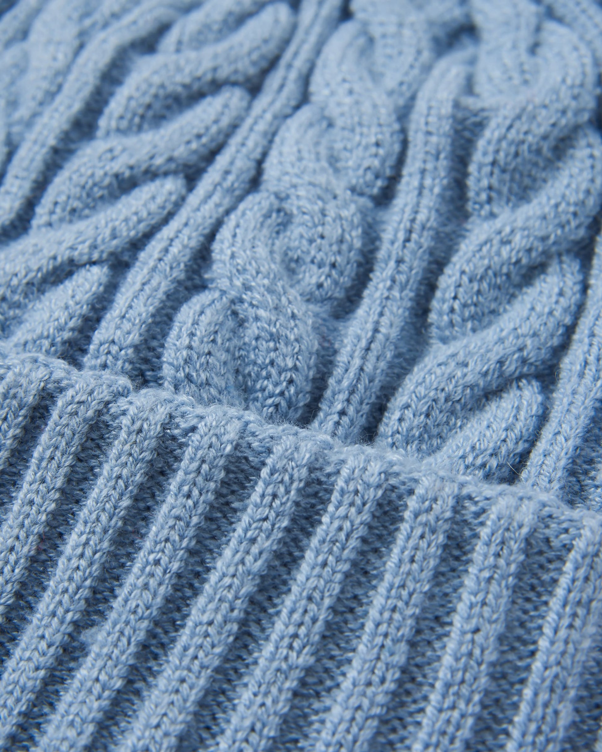 Fireside Recycled Cable Knit Beanie - Faded Denim - Flatlay