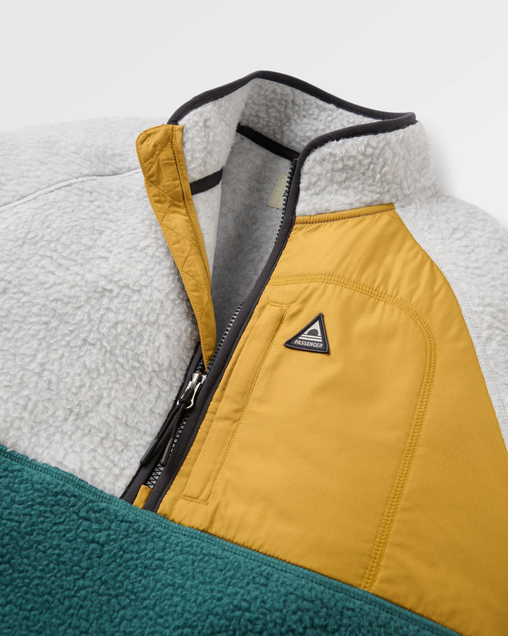 Offgrid 1/2 Zip Sherpa Fleece - Grey Marl/Deep Ocean - Flatlay