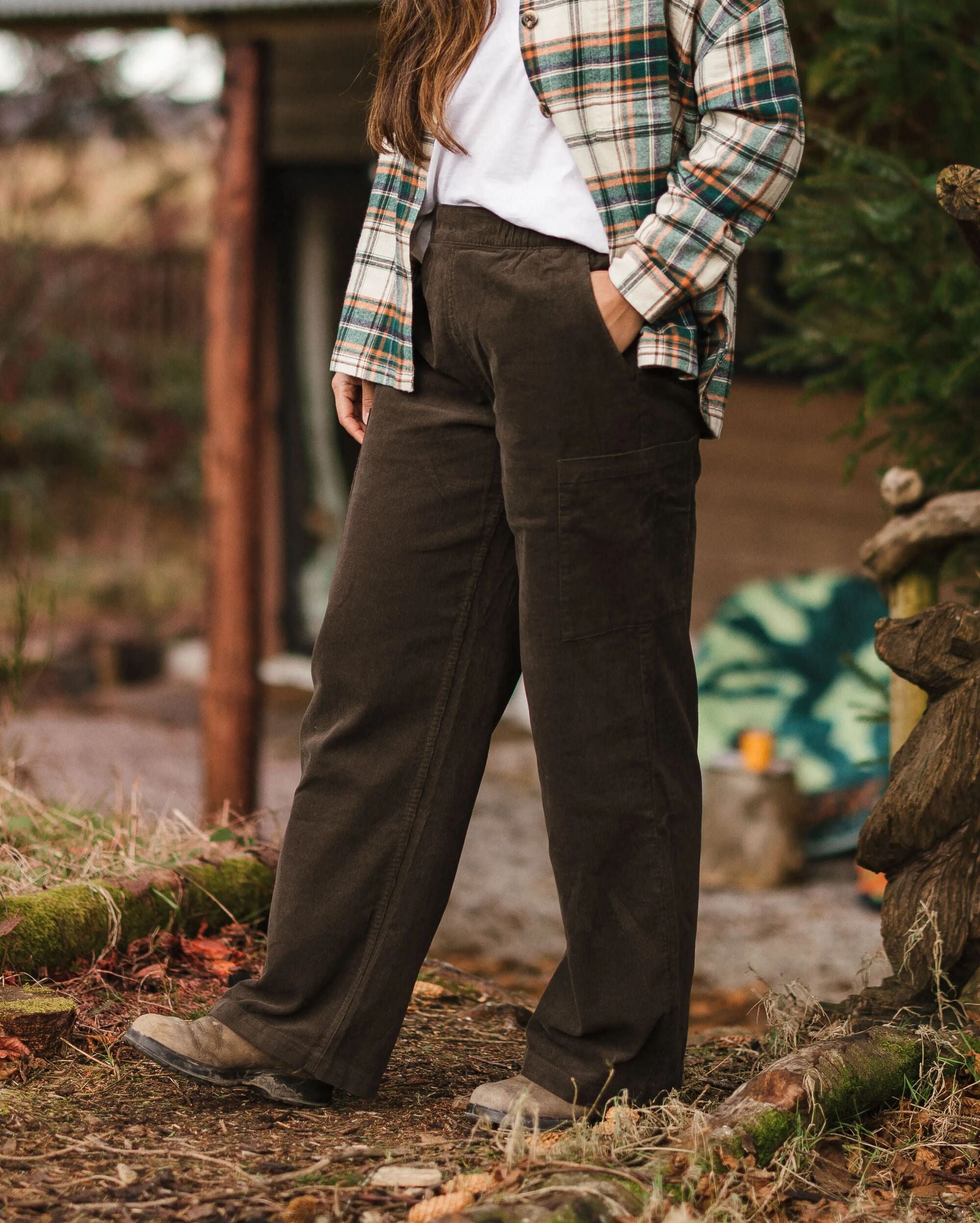 Someday Organic Cotton Corduroy Trouser - Coffee - Lifestyle