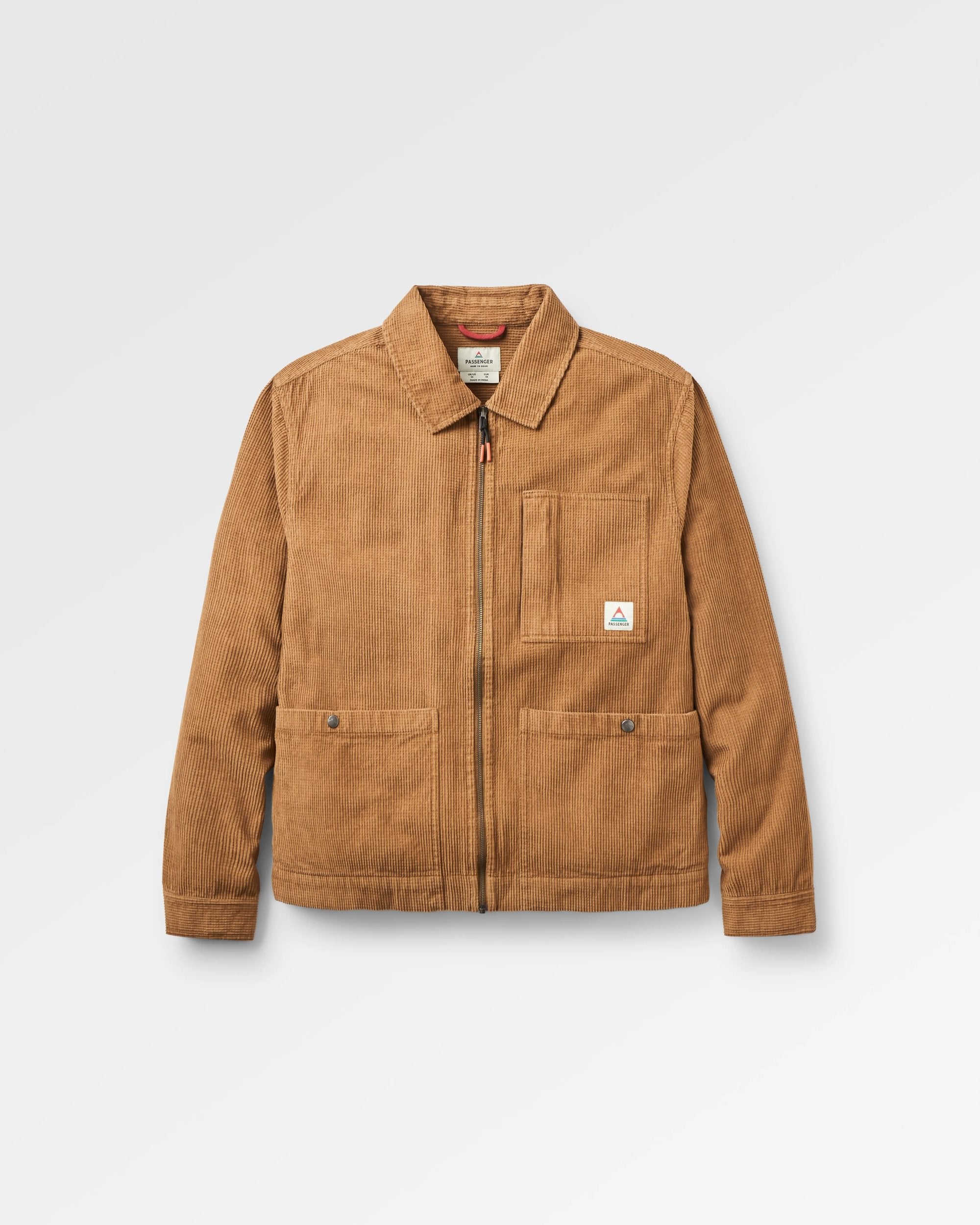 Harvest Organic Cotton Cord Overshirt - Caramel Brown - Flatlay