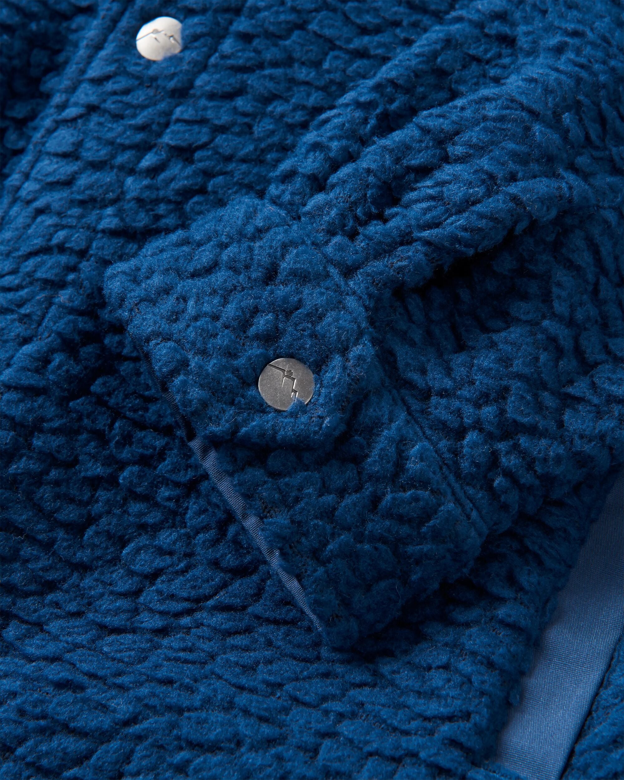 Rappel Recycled Sherpa Oversized Shirt - Dark Denim - Flatlay