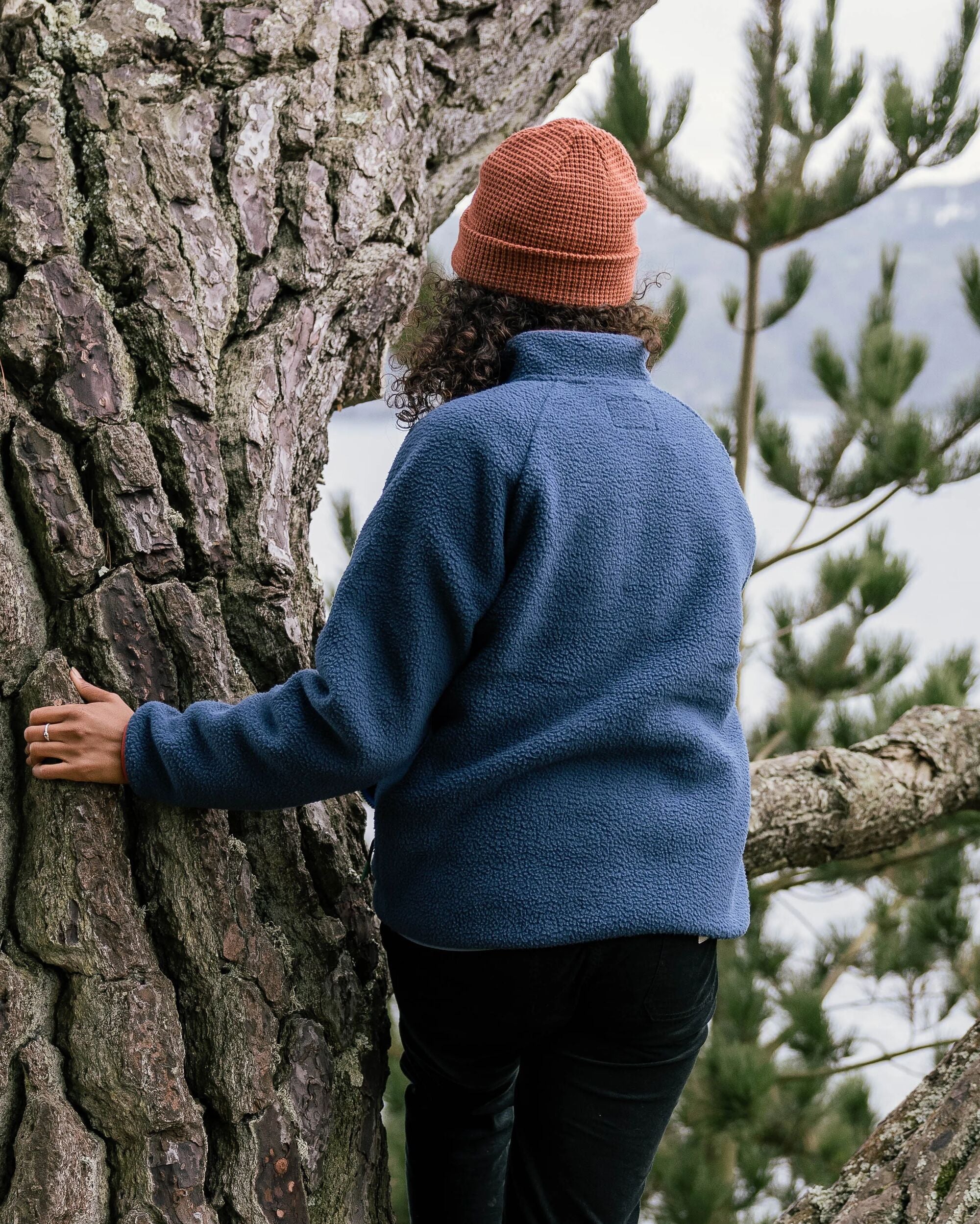 Fairbanks Full Zip Recycled Sherpa Fleece - Dark Denim - Lifestyle