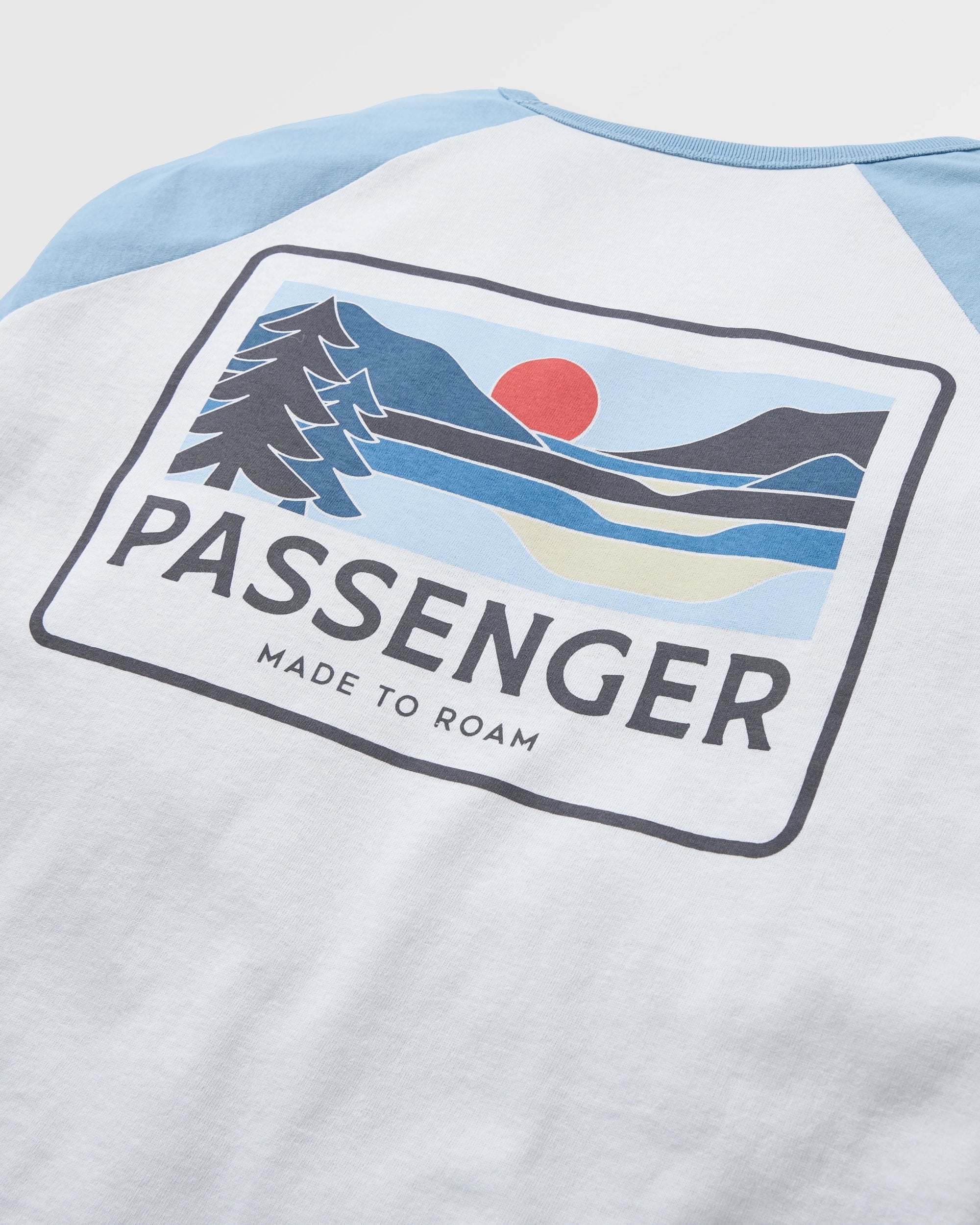 Roamer Recycled Cotton Raglan T-Shirt - Grey Blue - Flatlay