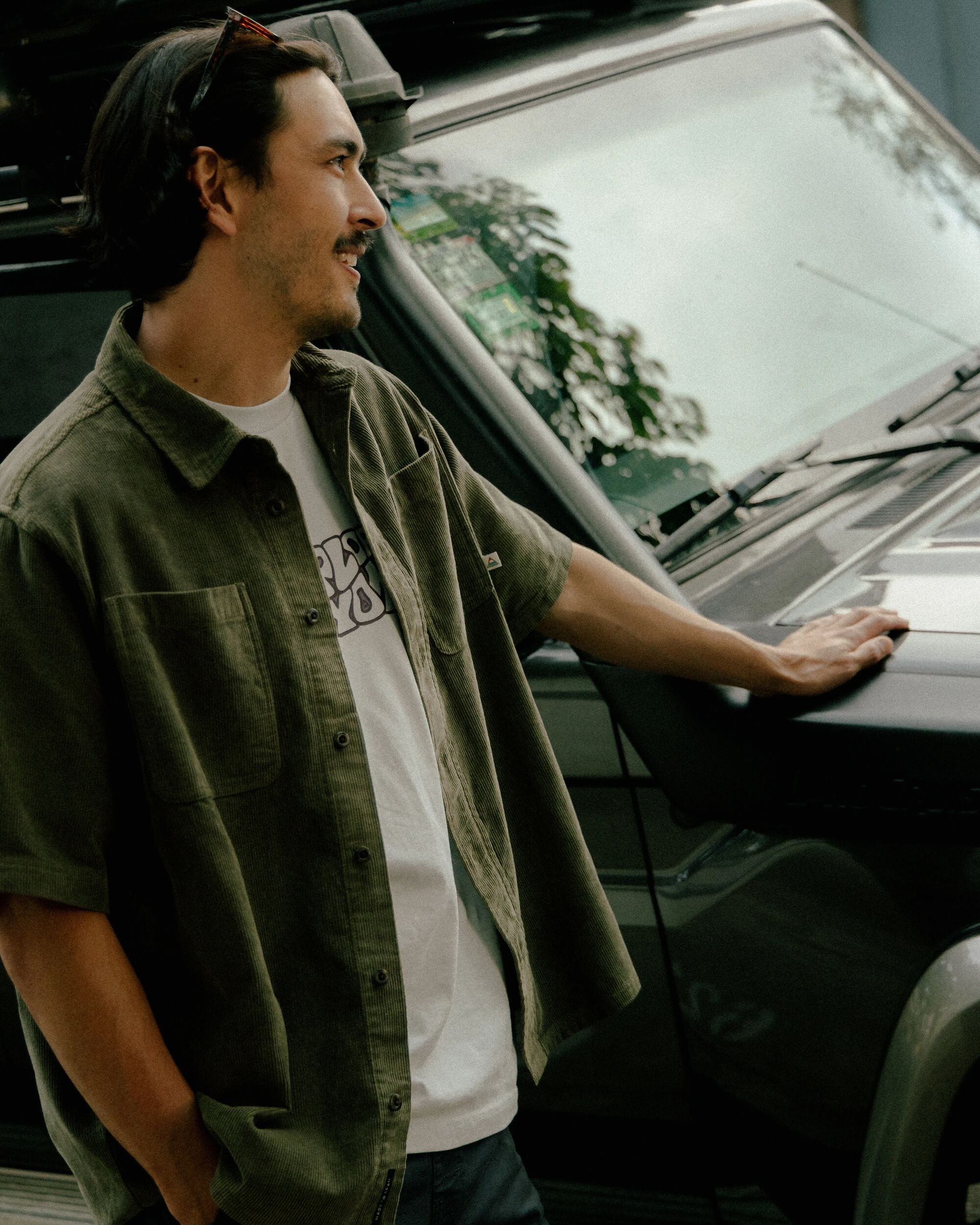 Backcountry Short Sleeve Cord Shirt - Dusty Olive - Lifestyle