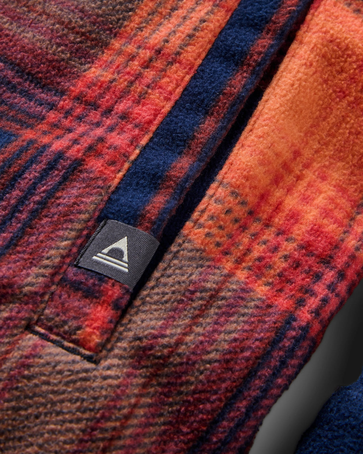 East Polar Fleece Shirt - Rich Navy/ Red Ochre Check - Flatlay