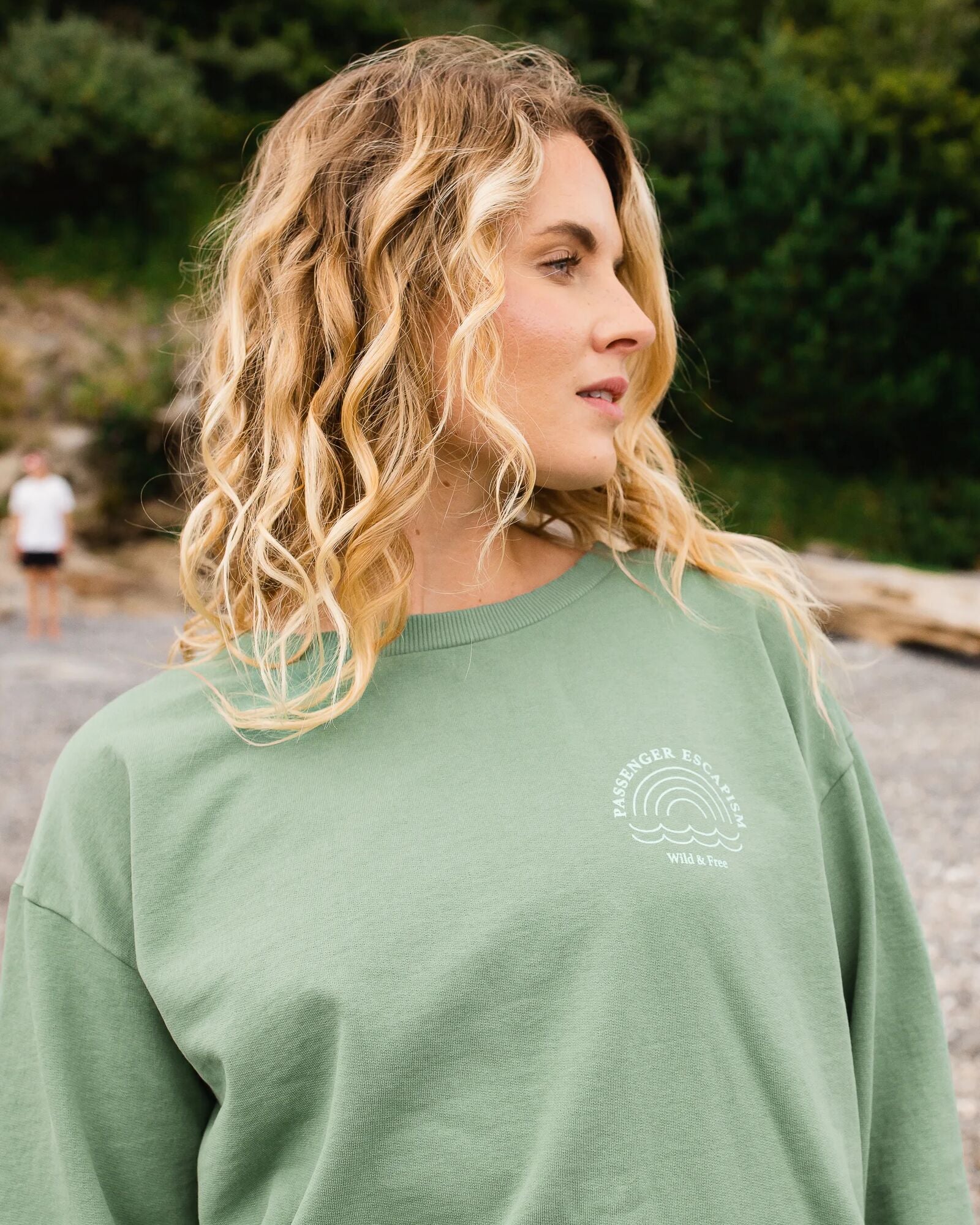 Rainbow Recycled Cotton Oversized Sweatshirt - Dark Ivy - Lifestyle