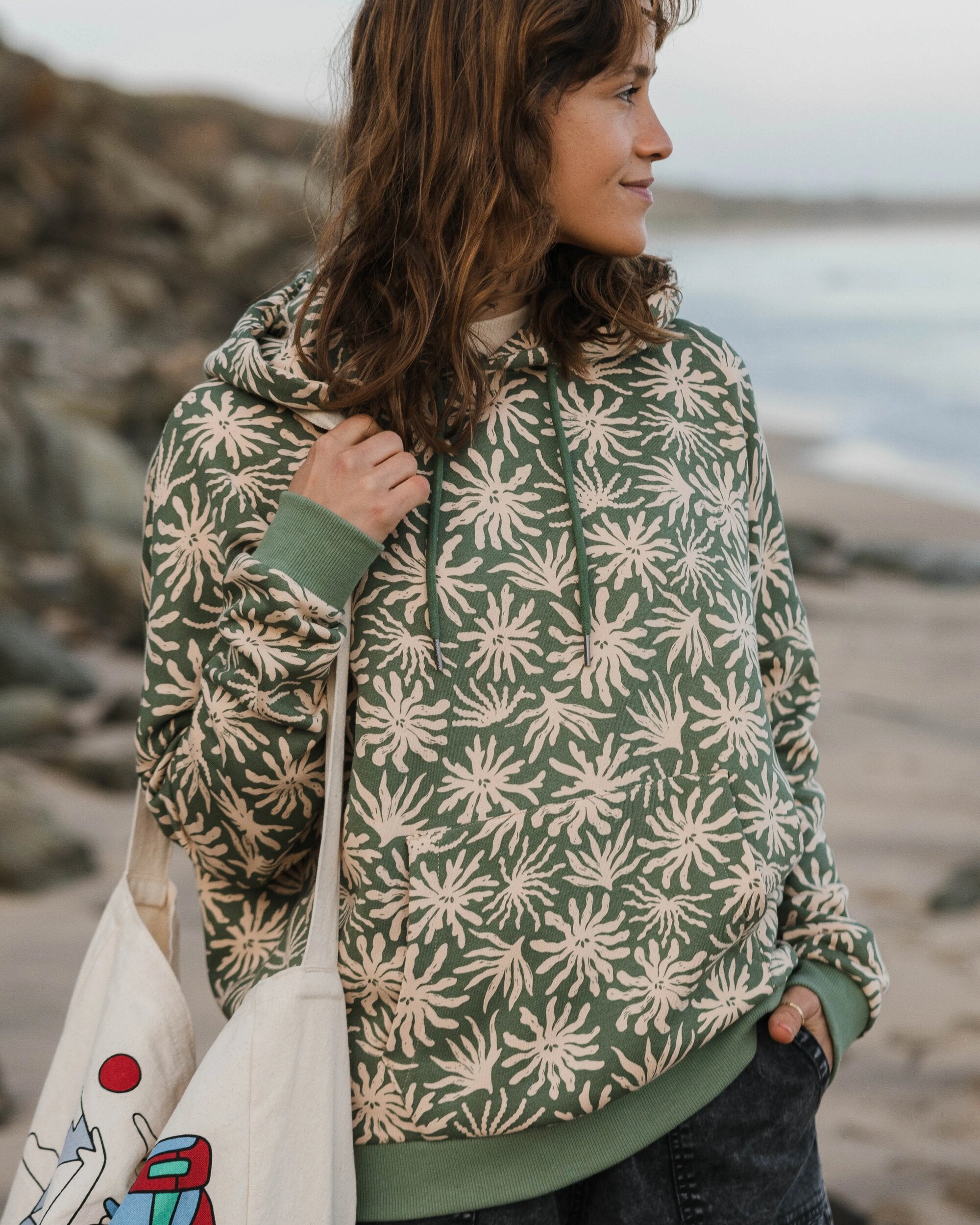 Arame Organic Cotton Hoodie - Seaweed Pistachio - Lifestyle