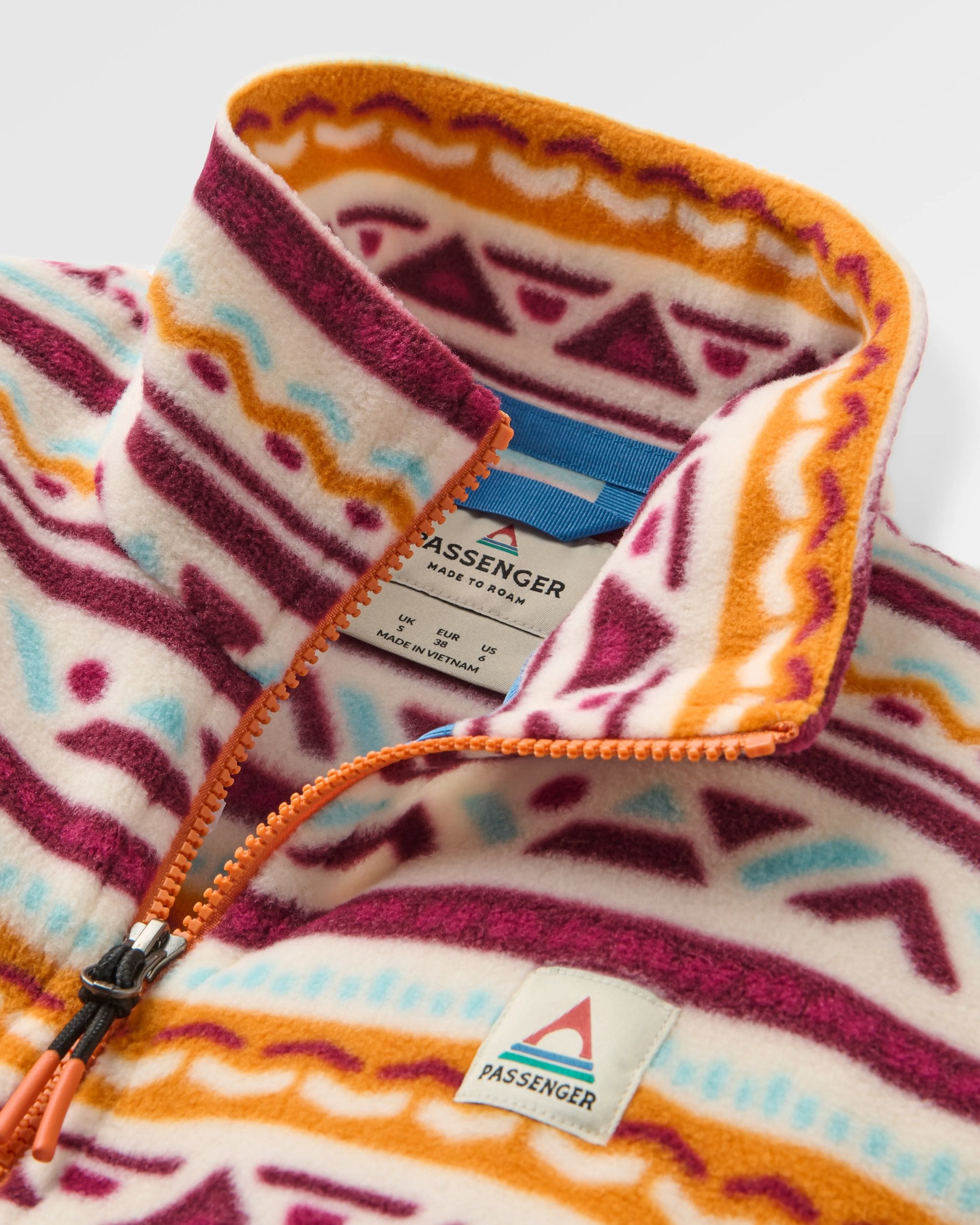 Ayla Recycled Micro Polartec® Fleece - Geo Tracks Birch - Flatlay