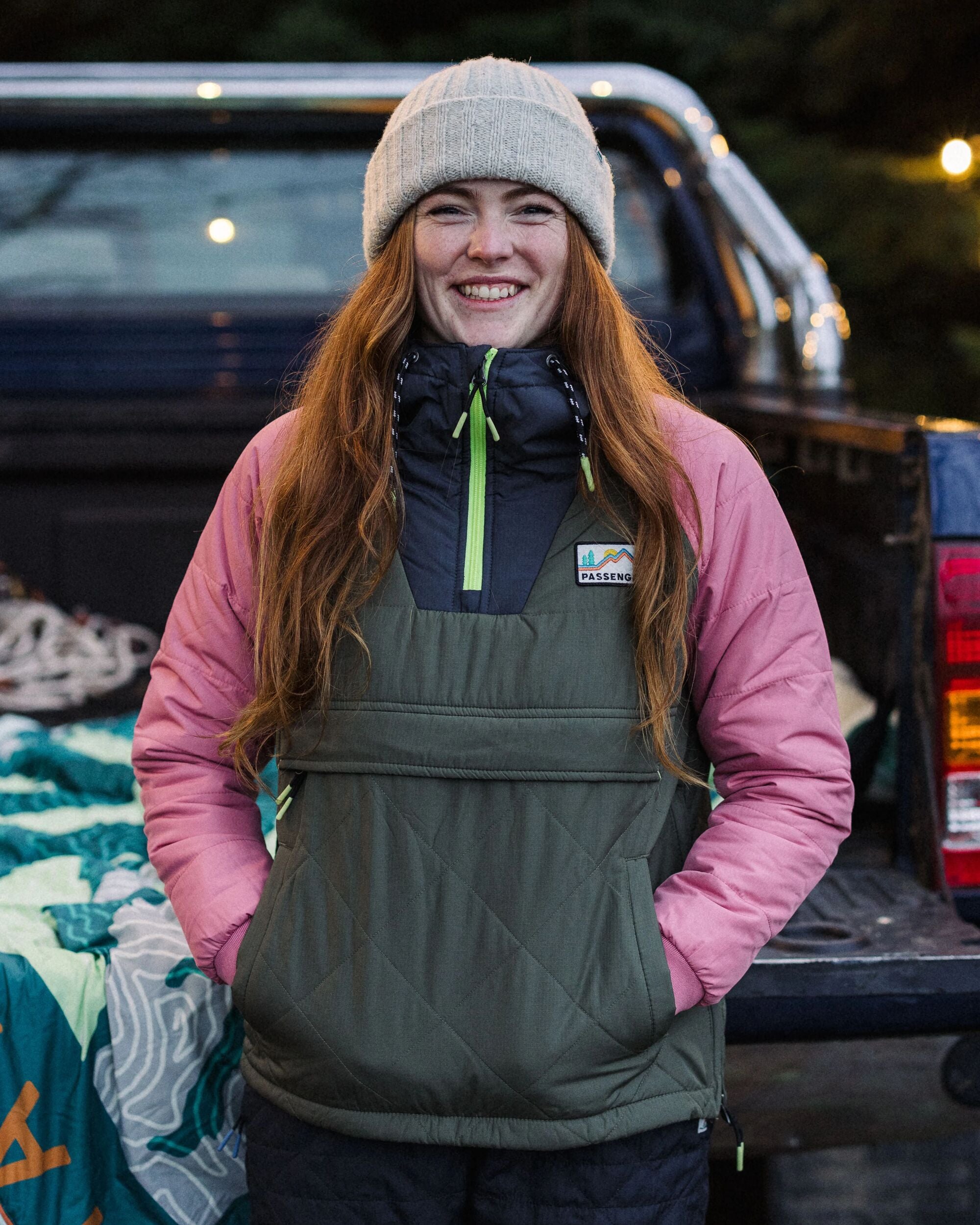 Ocean Recycled Insulated 1/2 Zip Jacket - Dusty Olive - Lifestyle