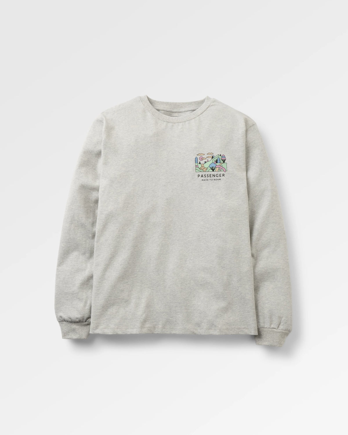 Slower Rhythms Women's Organic Cotton LS T-Shirt - Grey Marl - Flatlay