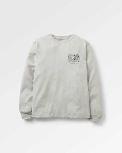 Slower Rhythms Women's Organic Cotton LS T-Shirt - Grey Marl - Flatlay