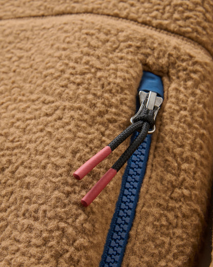 Ventura Full Zip Sherpa Fleece - Caramel Brown - Flatlay