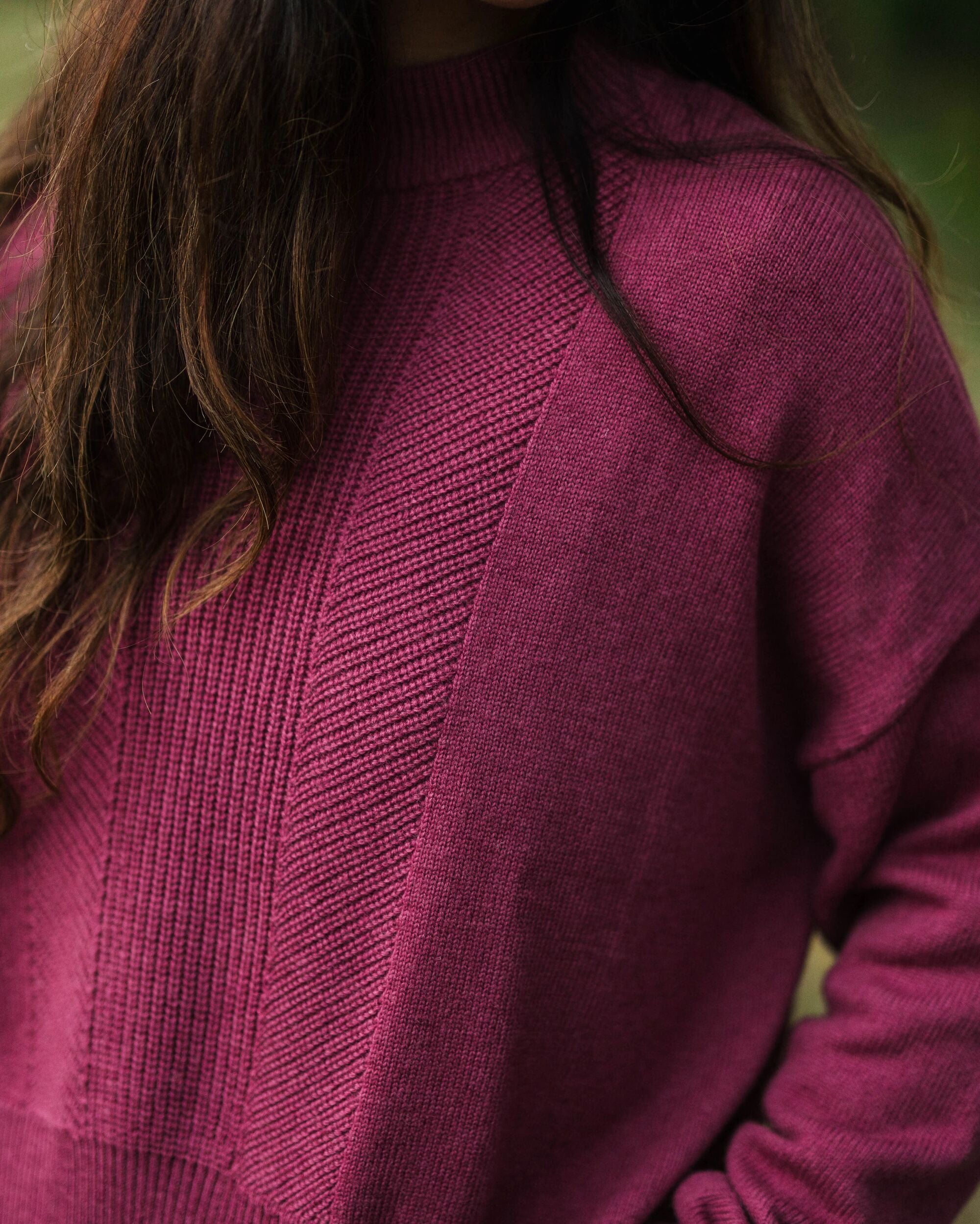 Hideout Oversized Recycled Knitted Jumper - Rhubarb - Lifestyle