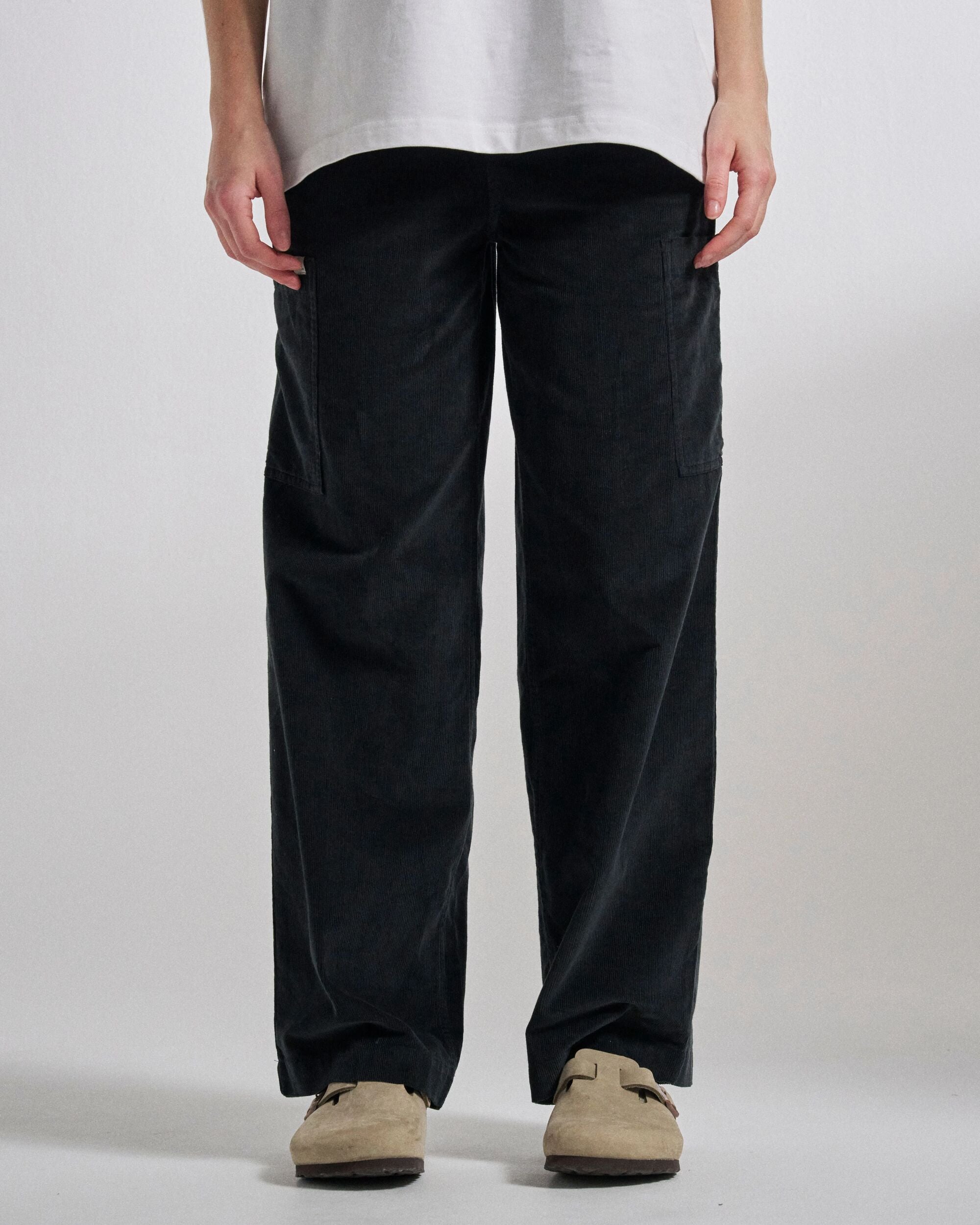 Someday Organic Cotton Corduroy Trouser - Black - Studio Model