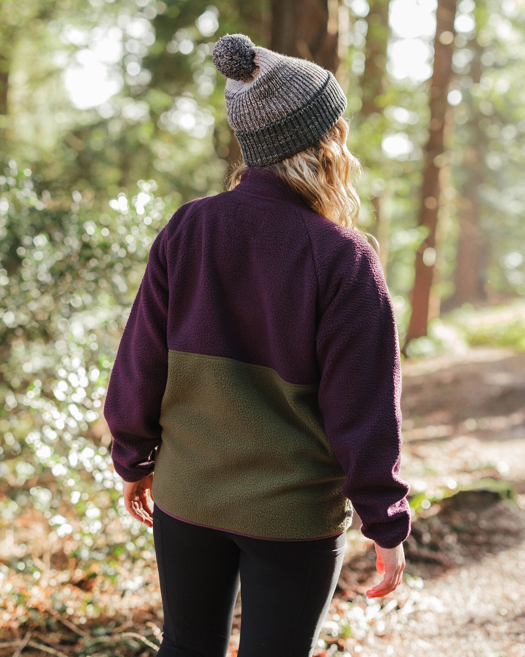 Home Recycled Sherpa Fleece - Deep Plum/Khaki - Lifestyle