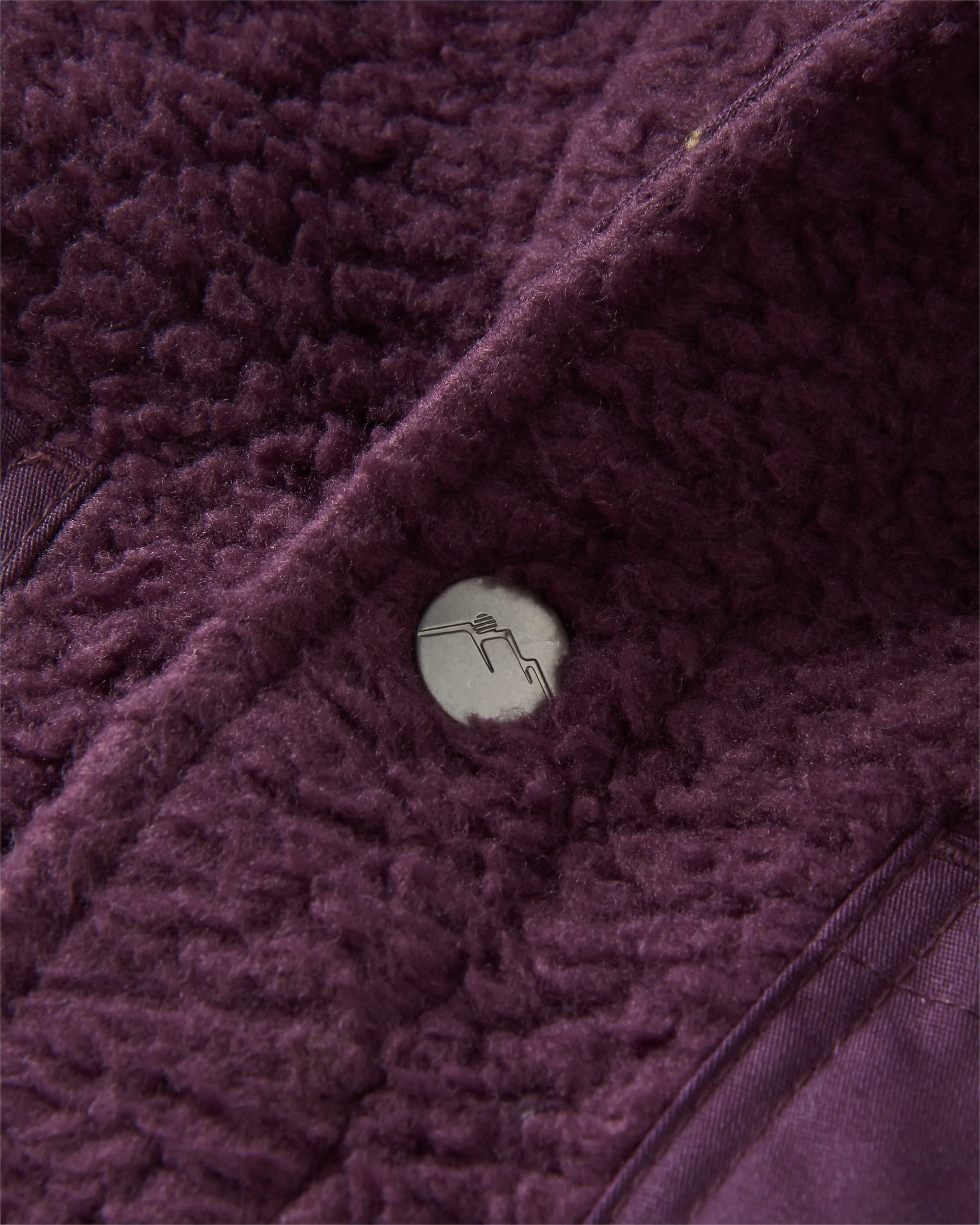 Rappel Recycled Sherpa Oversized Shirt - Deep Plum - Flatlay