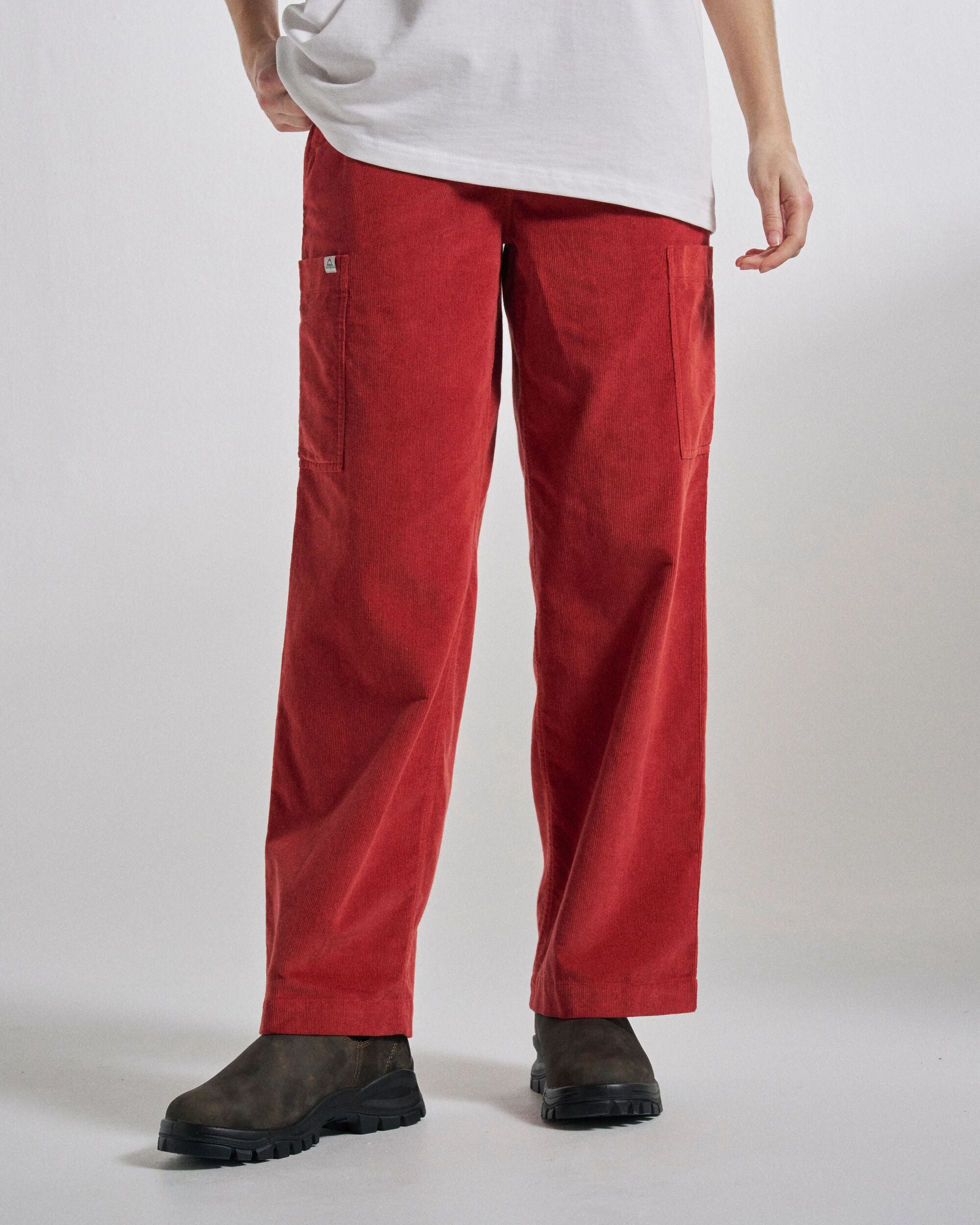 Someday Organic Cotton Corduroy Trouser - Red Ochre - Studio Model
