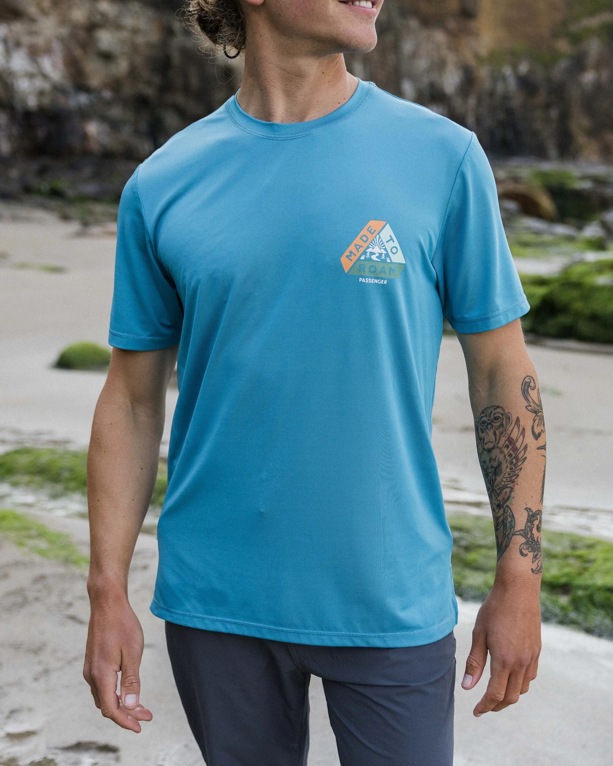 Classic Active Recycled T-Shirt - Blue Pool - Lifestyle
