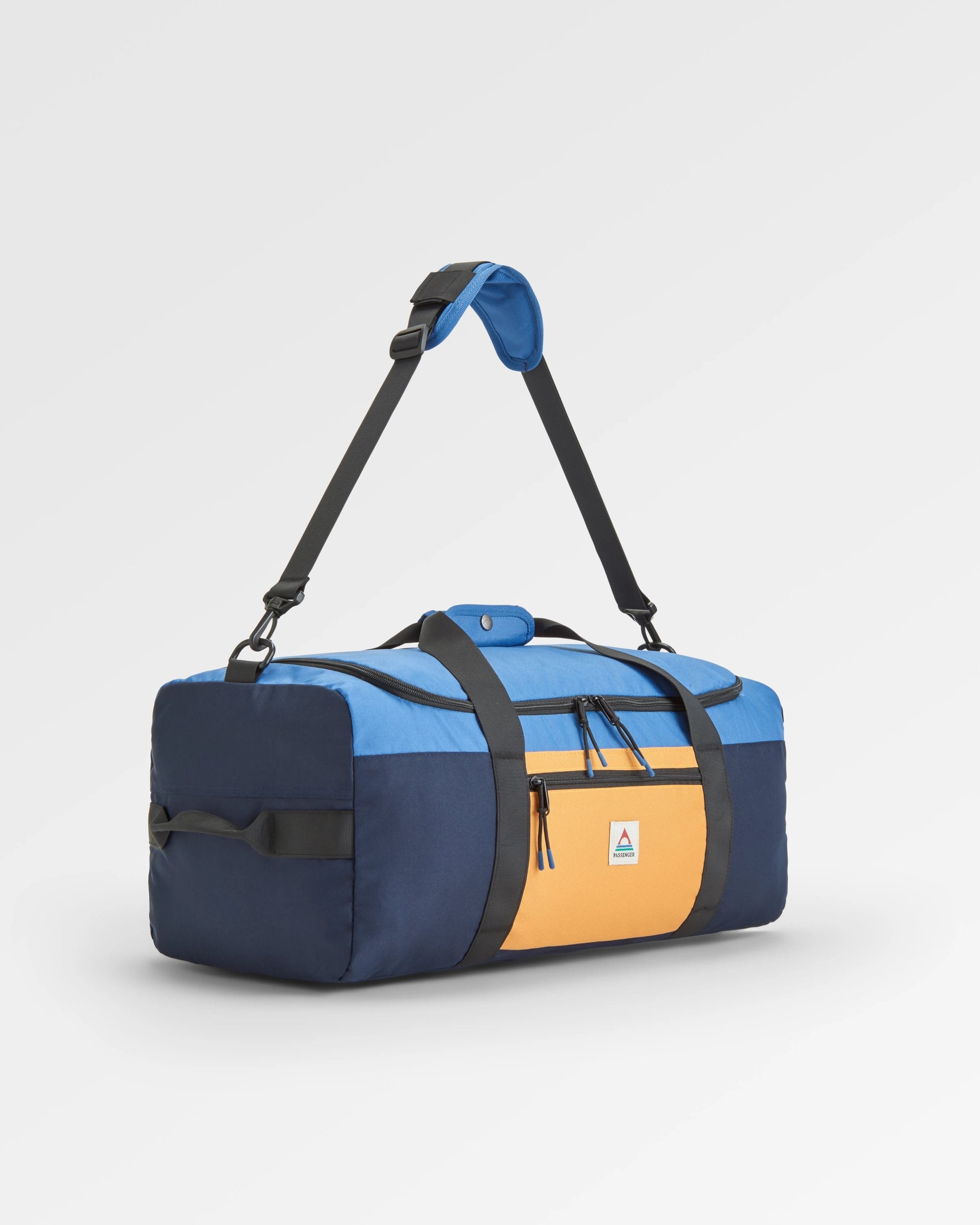 Boondocker Recycled 30L Duffel - Honey/Dark Denim/Rich Navy - Flatlay
