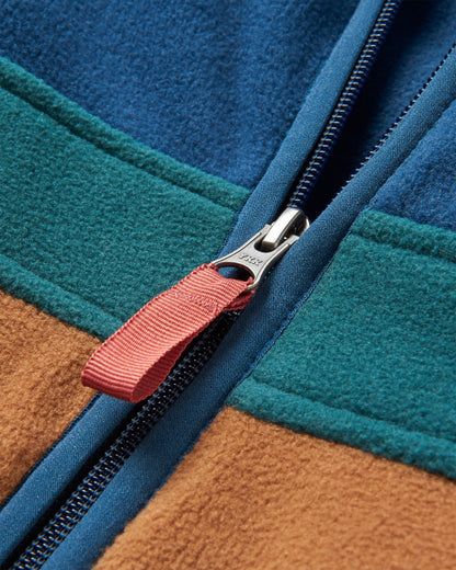 Ridge Full Zip Recycled Polar Fleece - Dark Denim/Toffee - Flatlay