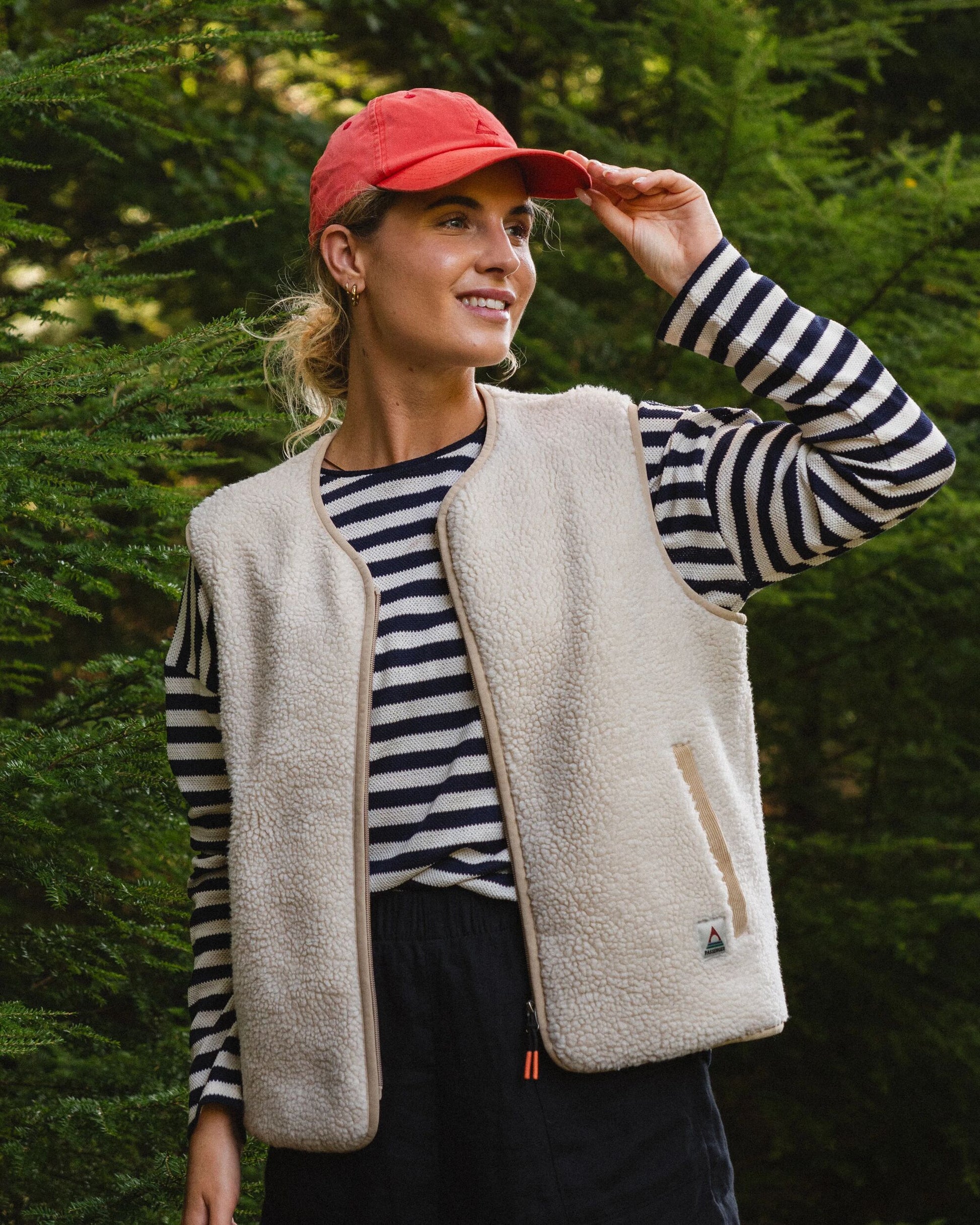 Tawny Collarless Deep-Pile Sherpa Gilet - Oat - Lifestyle