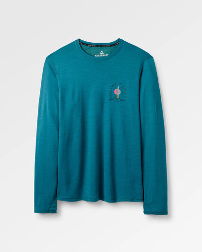 Camp Lost Lightweight Merino Blend LS T-Shirt - Mediterranean - Flatlay