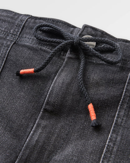 Carriso Denim Short - Washed Black Denim - Flatlay