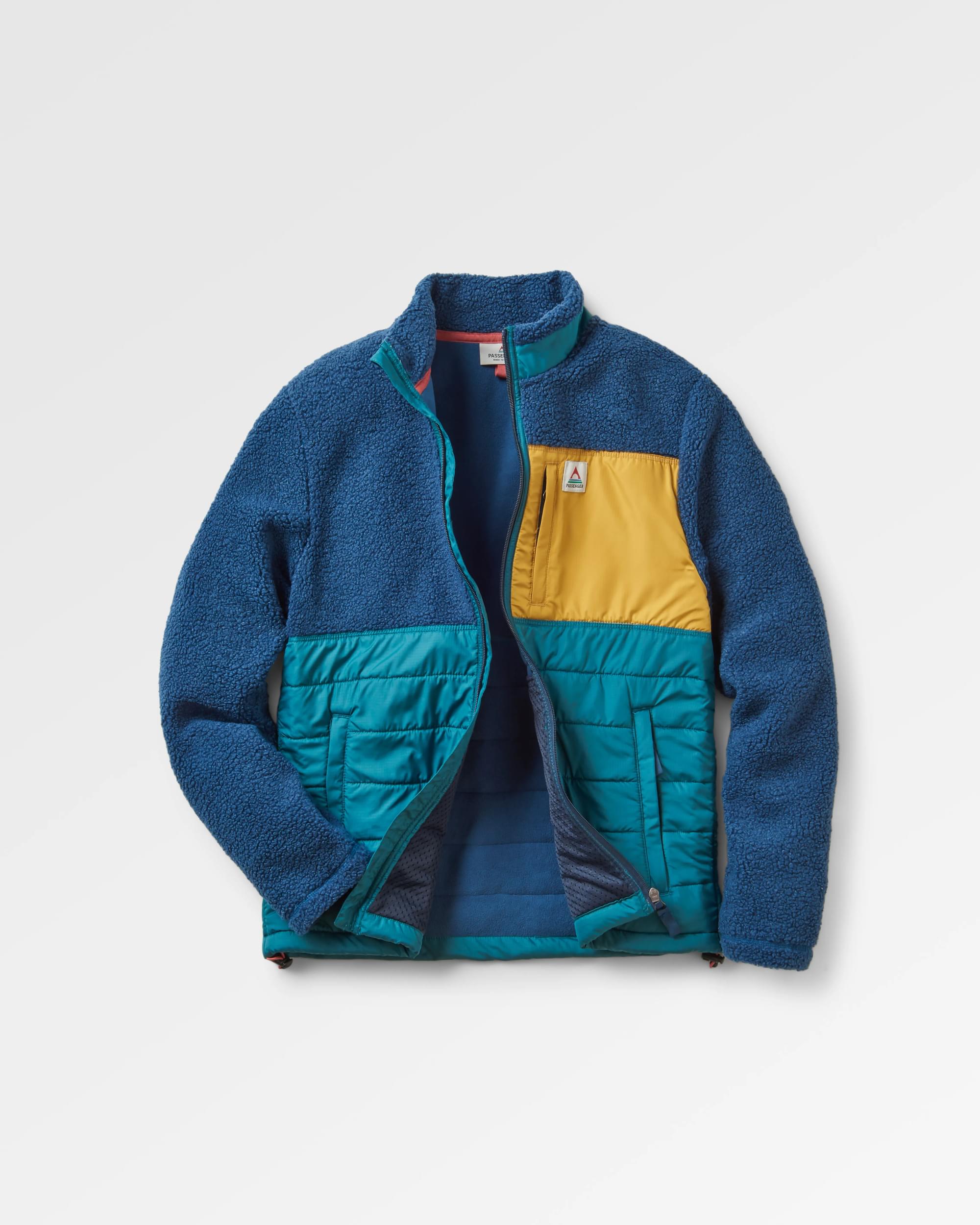 Born Explorer Recycled Polar-Lined Sherpa Fleece - Dark Denim - Flatlay