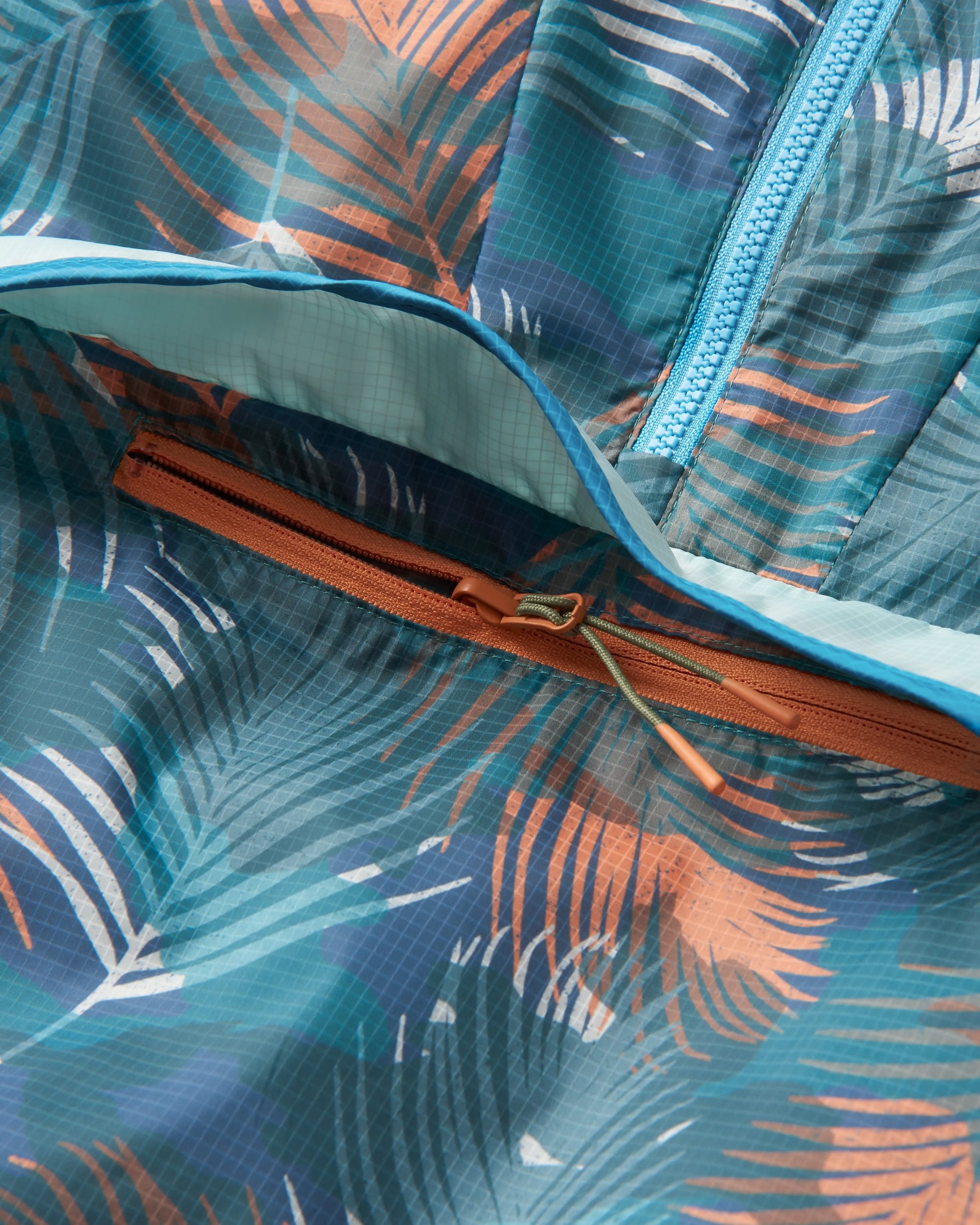 Viento Recycled Windshell Anorak - Palm Camo Deep Sea - Flatlay