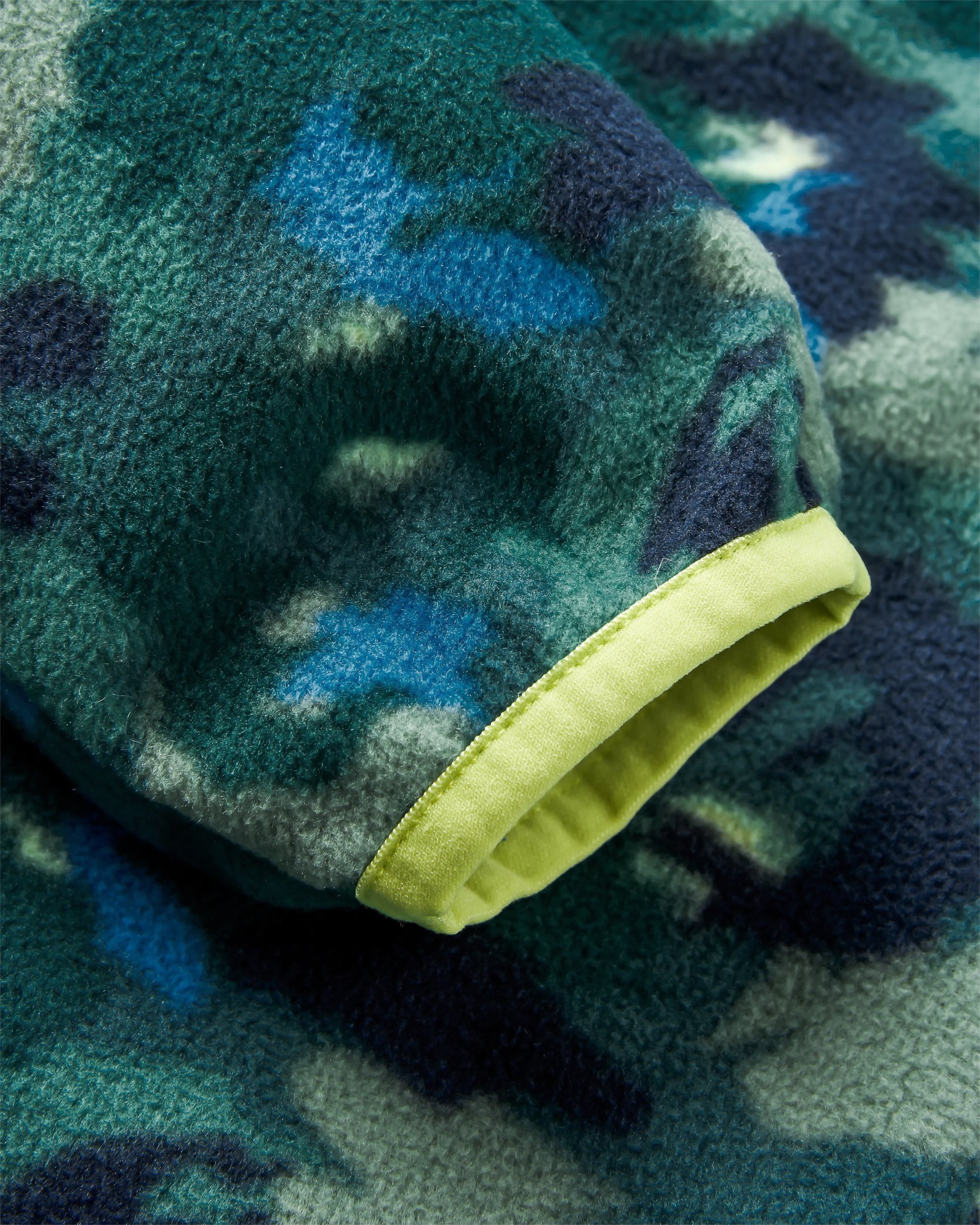 Adrift Recycled Polar Fleece - Alpine Camo Rain Forest - Flatlay