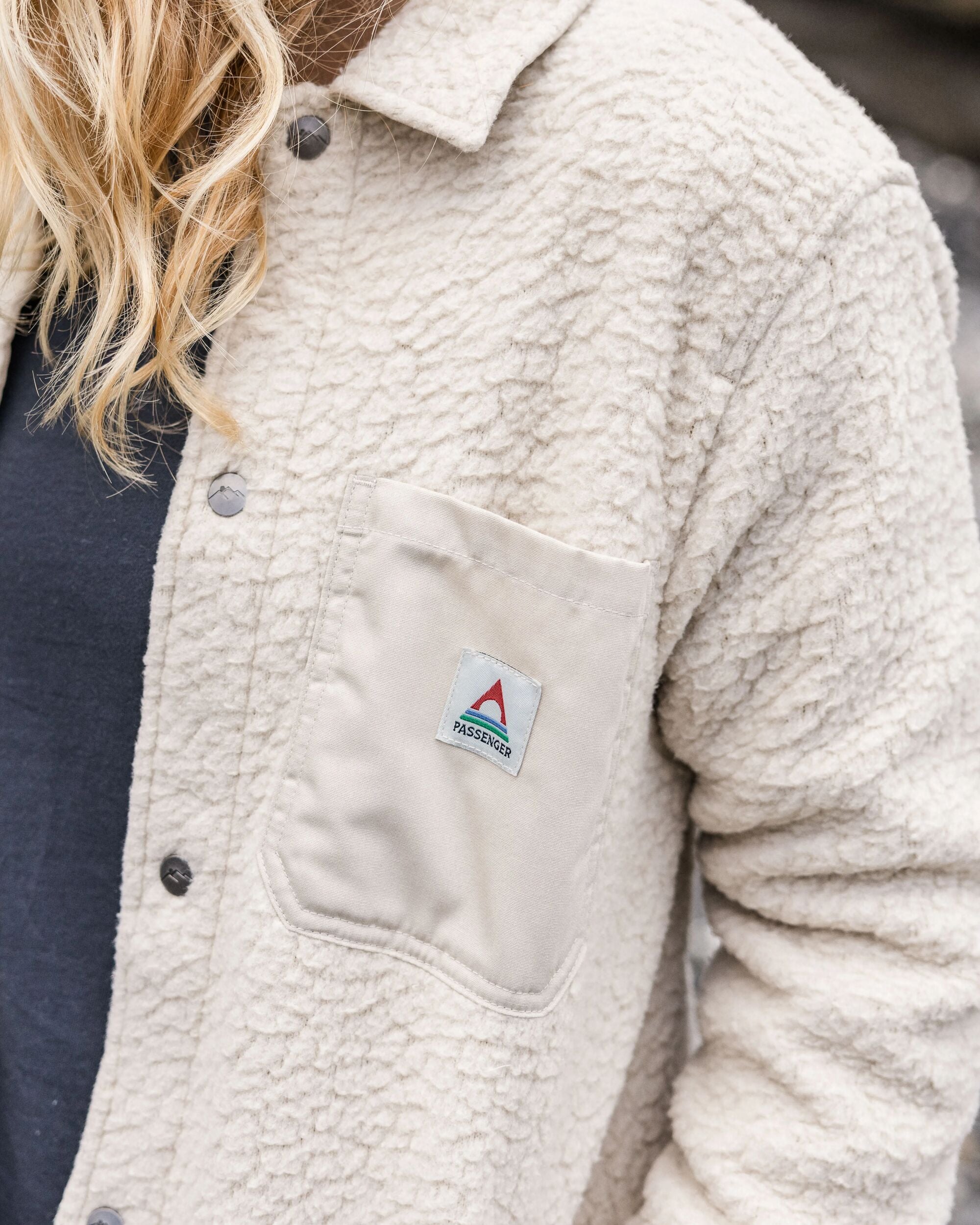 Rappel Recycled Sherpa Oversized Shirt - Oatmeal - Lifestyle