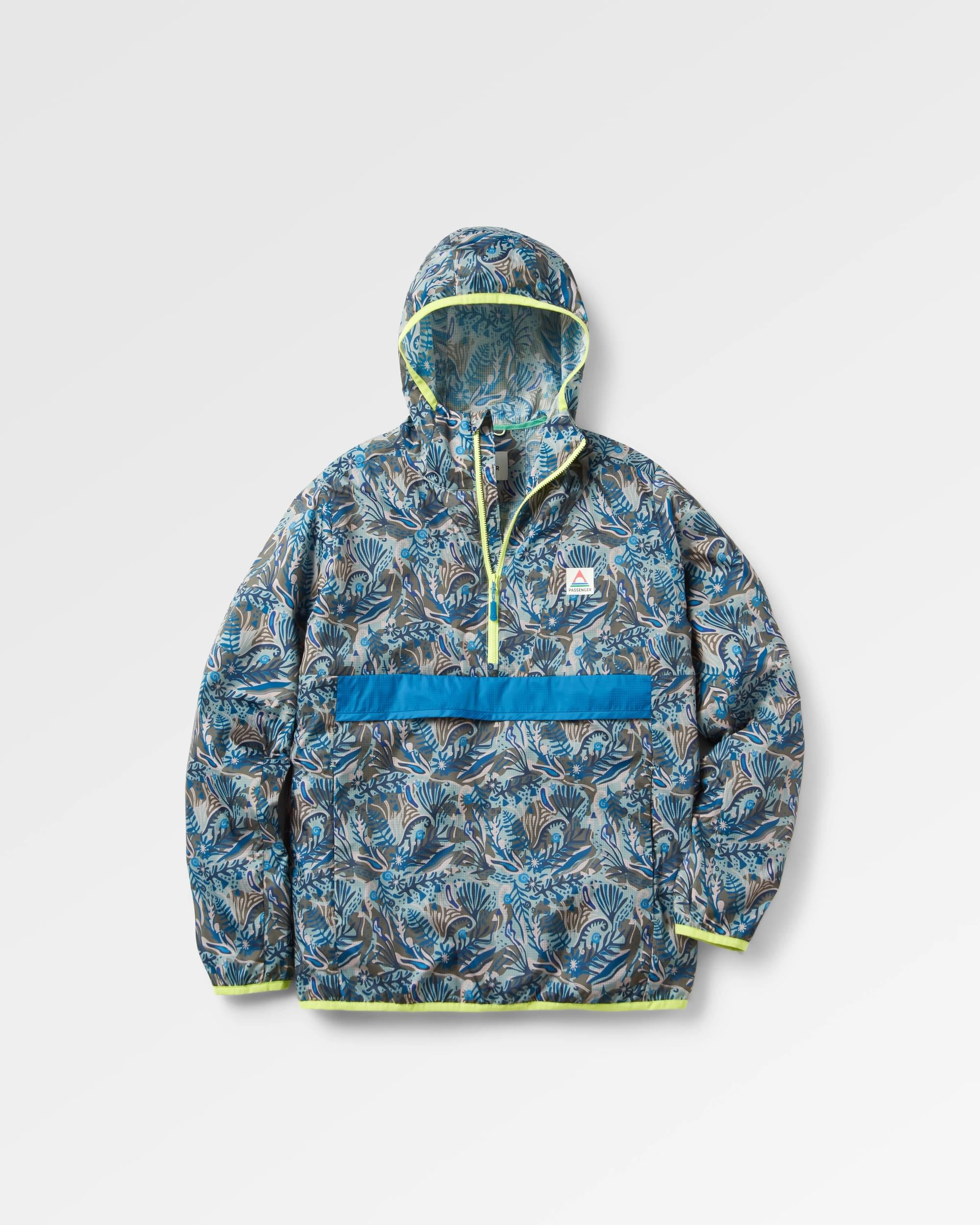 Viento Recycled Windshell Anorak - Abstract Seaweed Pistachio - Flatlay