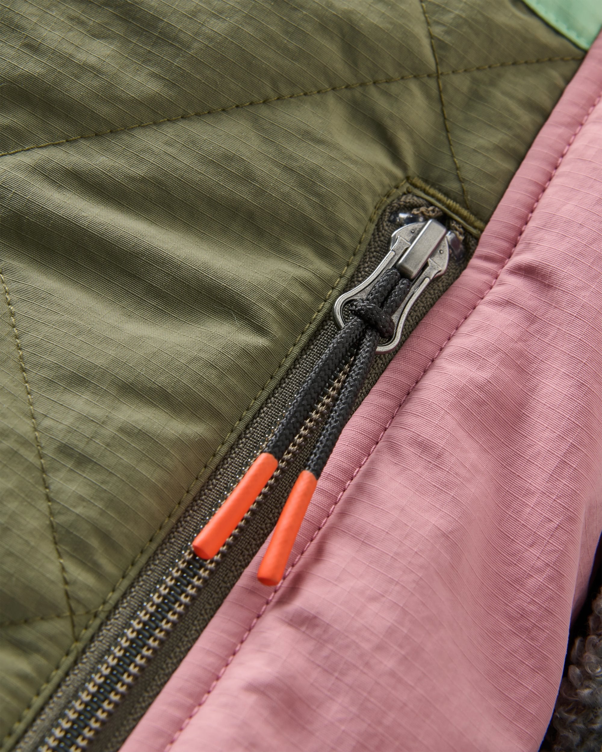 Lara Quilted Jacket - Grey Marl/Dusty Olive - Flatlay