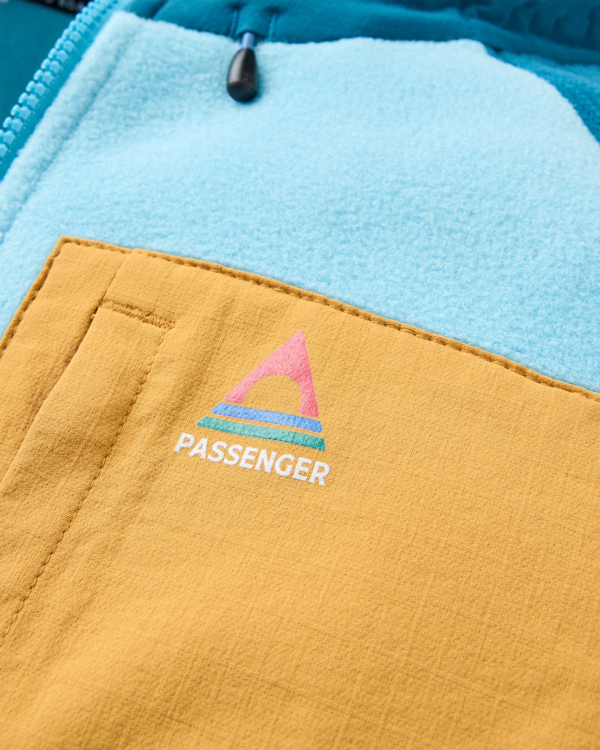 Sierrascape Women's Recycled Polartec® Fleece Hoodie - Retro Blue/Tidal Blue - Flatlay