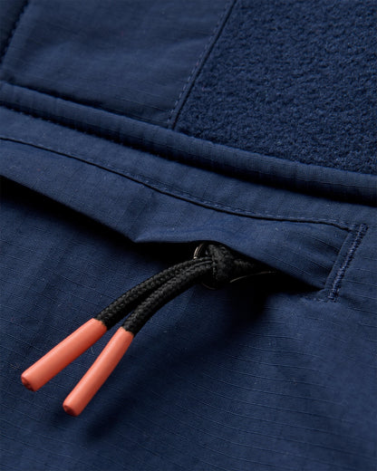 Woodland Hoodless 1/2 Zip Recycled Polartec® Fleece - Rich Navy/Dark Denim - Flatlay