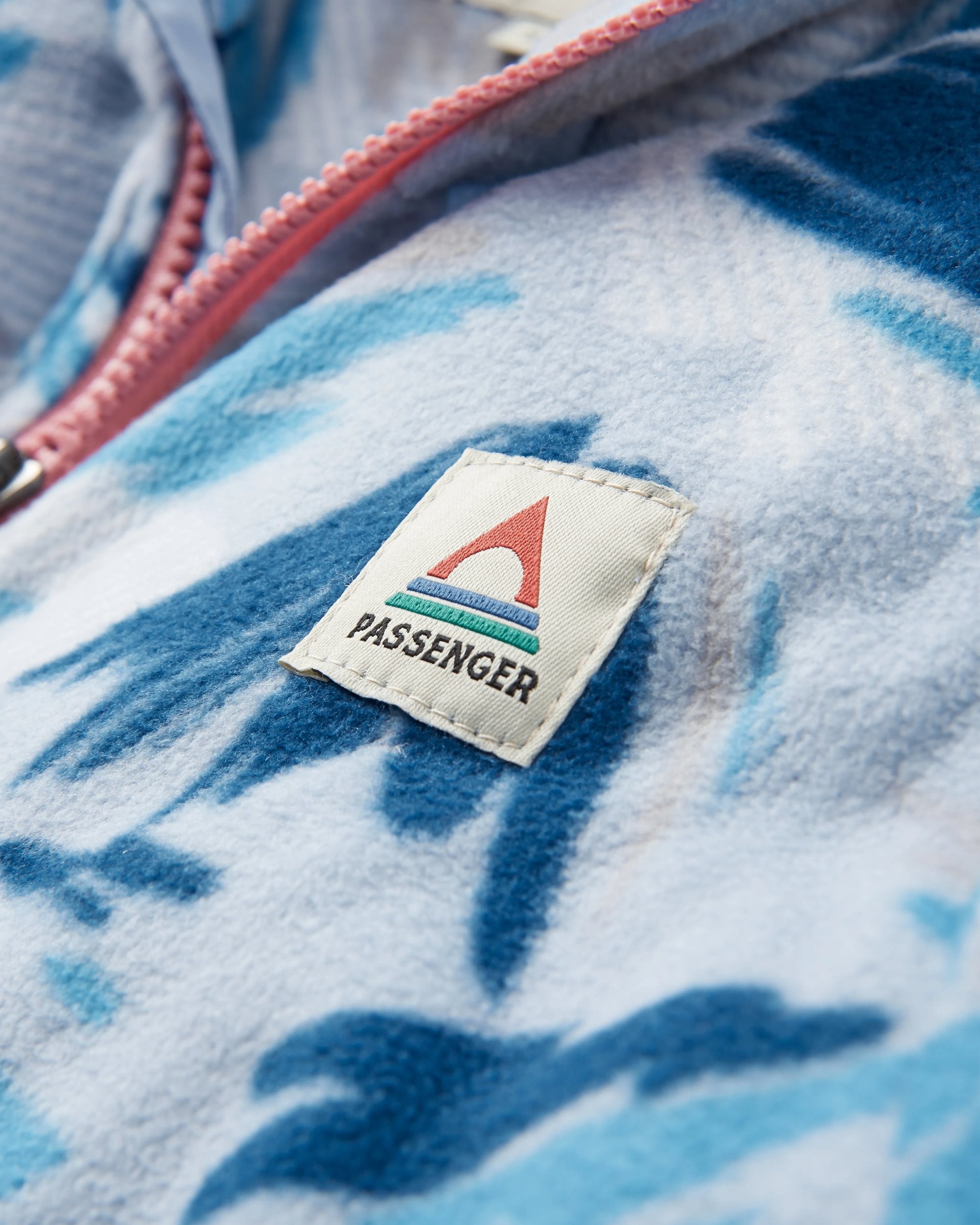 Sorrel Recycled Polar Fleece - Abstract Mountain Blue Fog - Flatlay
