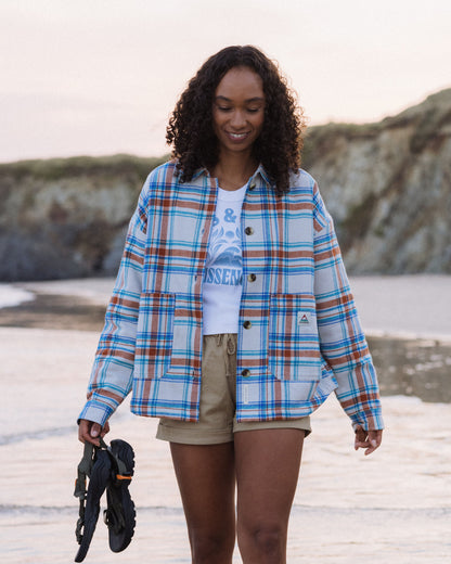 Flint Organic Cotton Overshirt - Vintage White Check - Lifestyle
