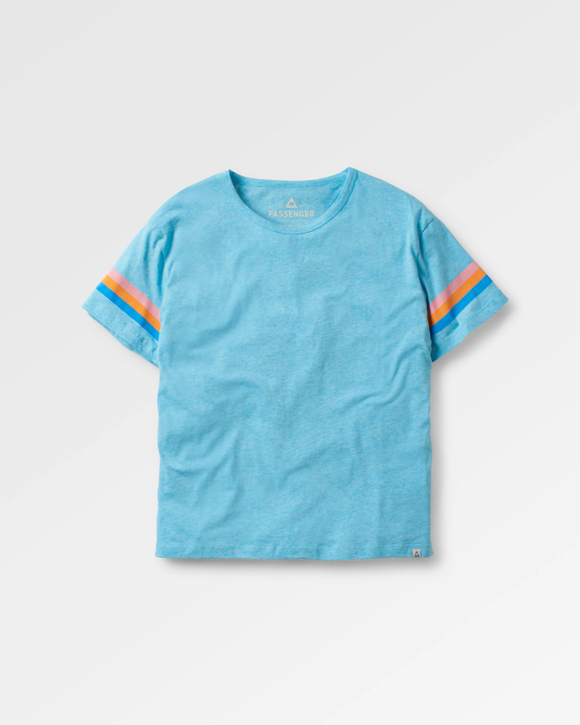 Poinsettia Organic Cotton T-Shirt - Soft Blue Pool Marl - Flatlay