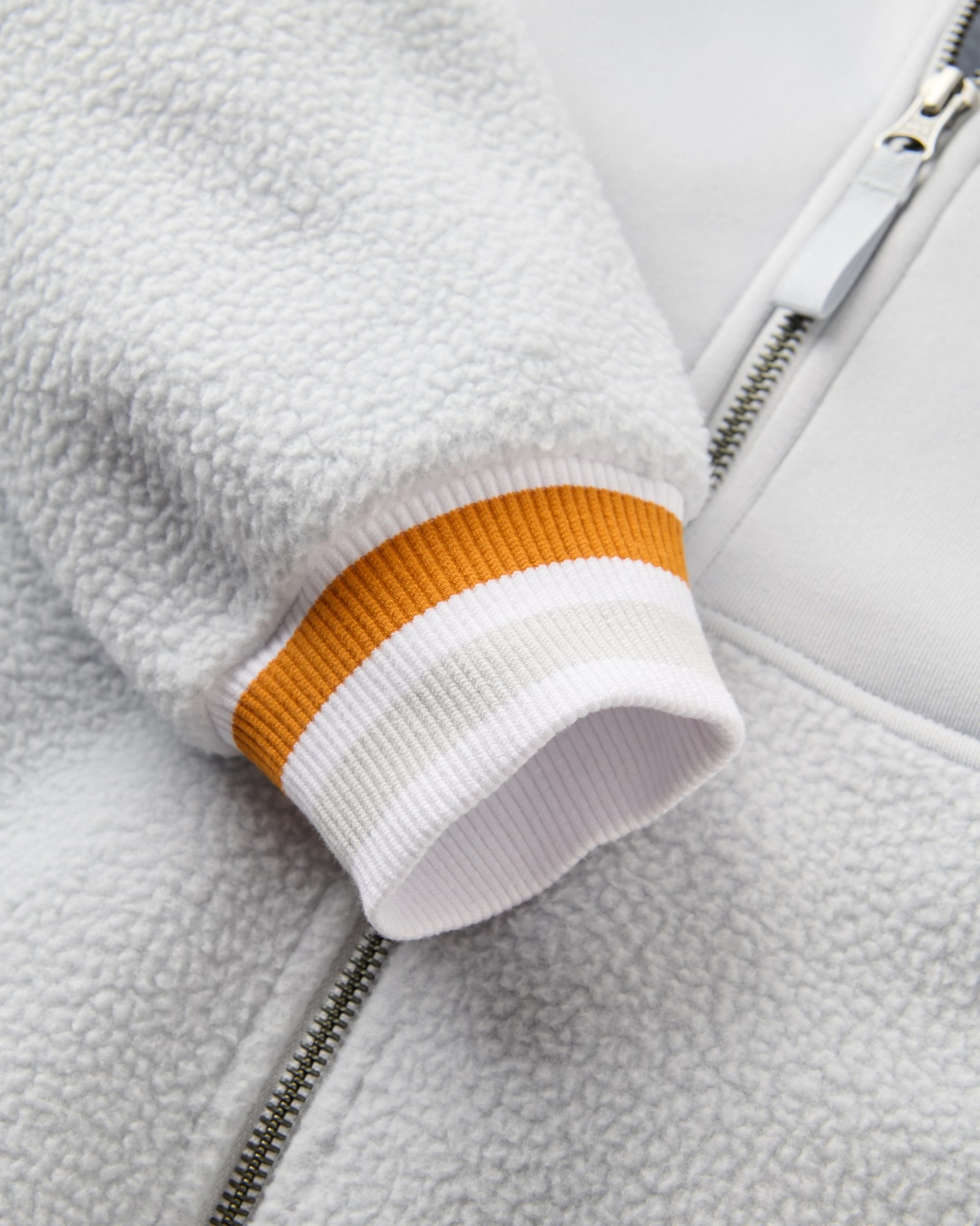 Campout Full Zip Fleece Hoodie - Light Grey - Flatlay