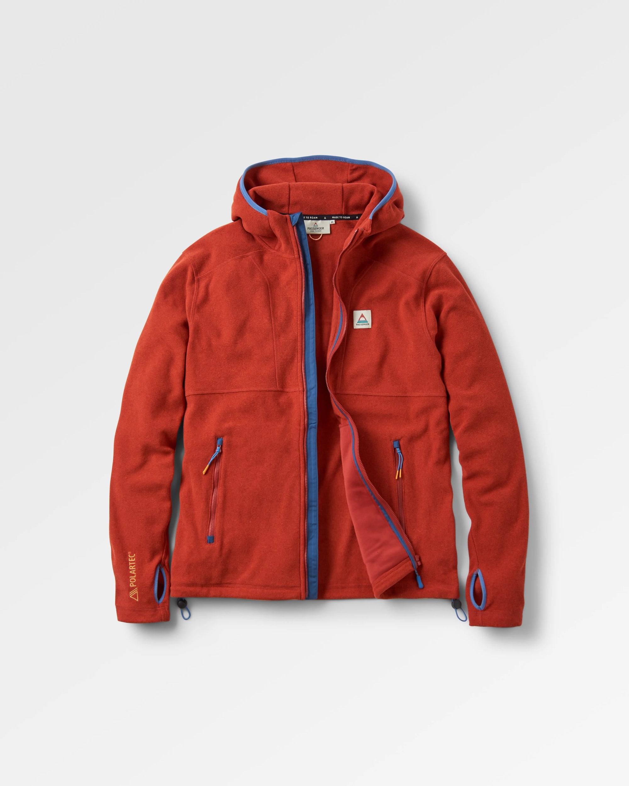 Pinegrove Recycled Polartec® Fleece Hoodie - Red Ochre - Flatlay