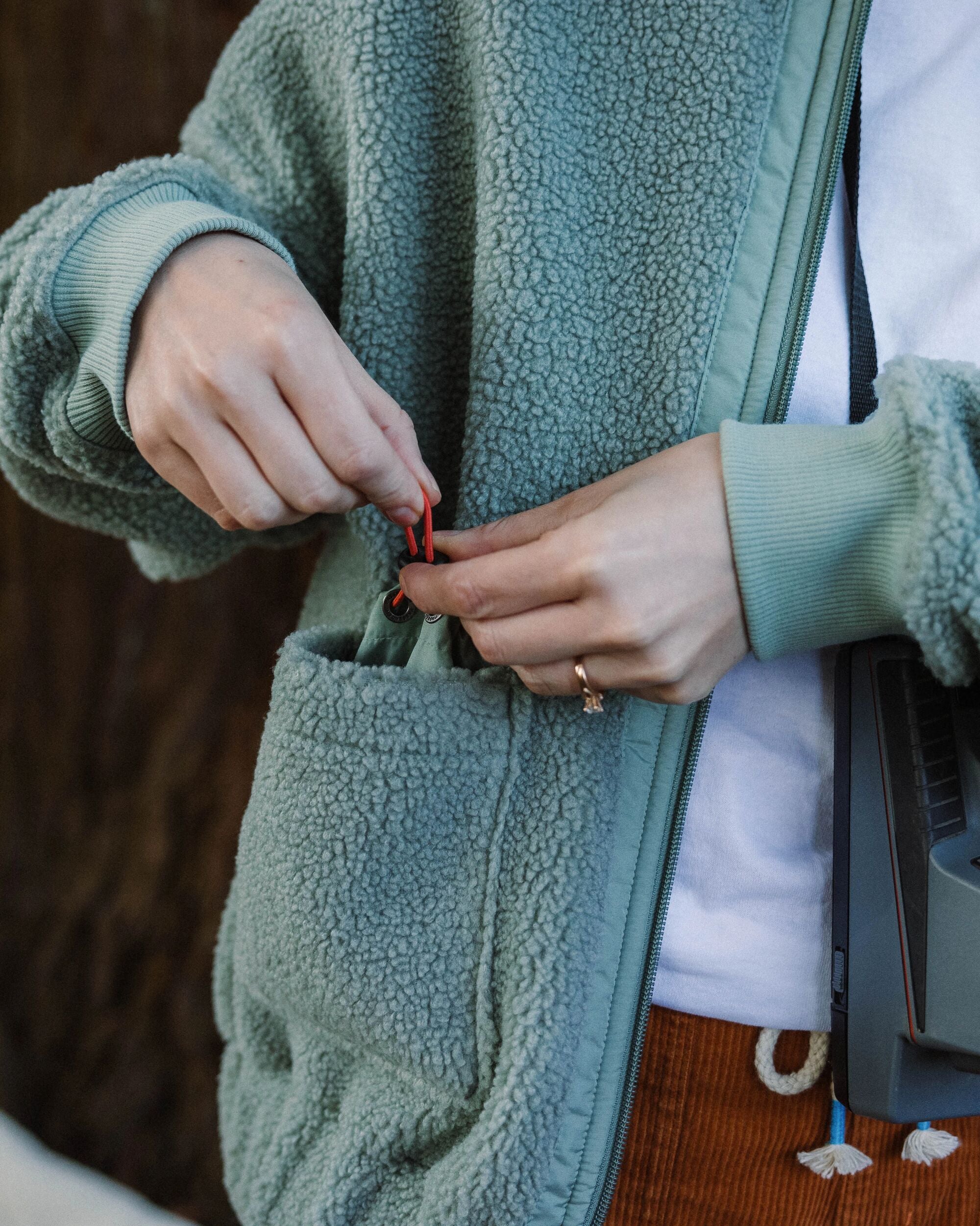 Lucia Recycled Sherpa Fleece - Pistachio - Lifestyle