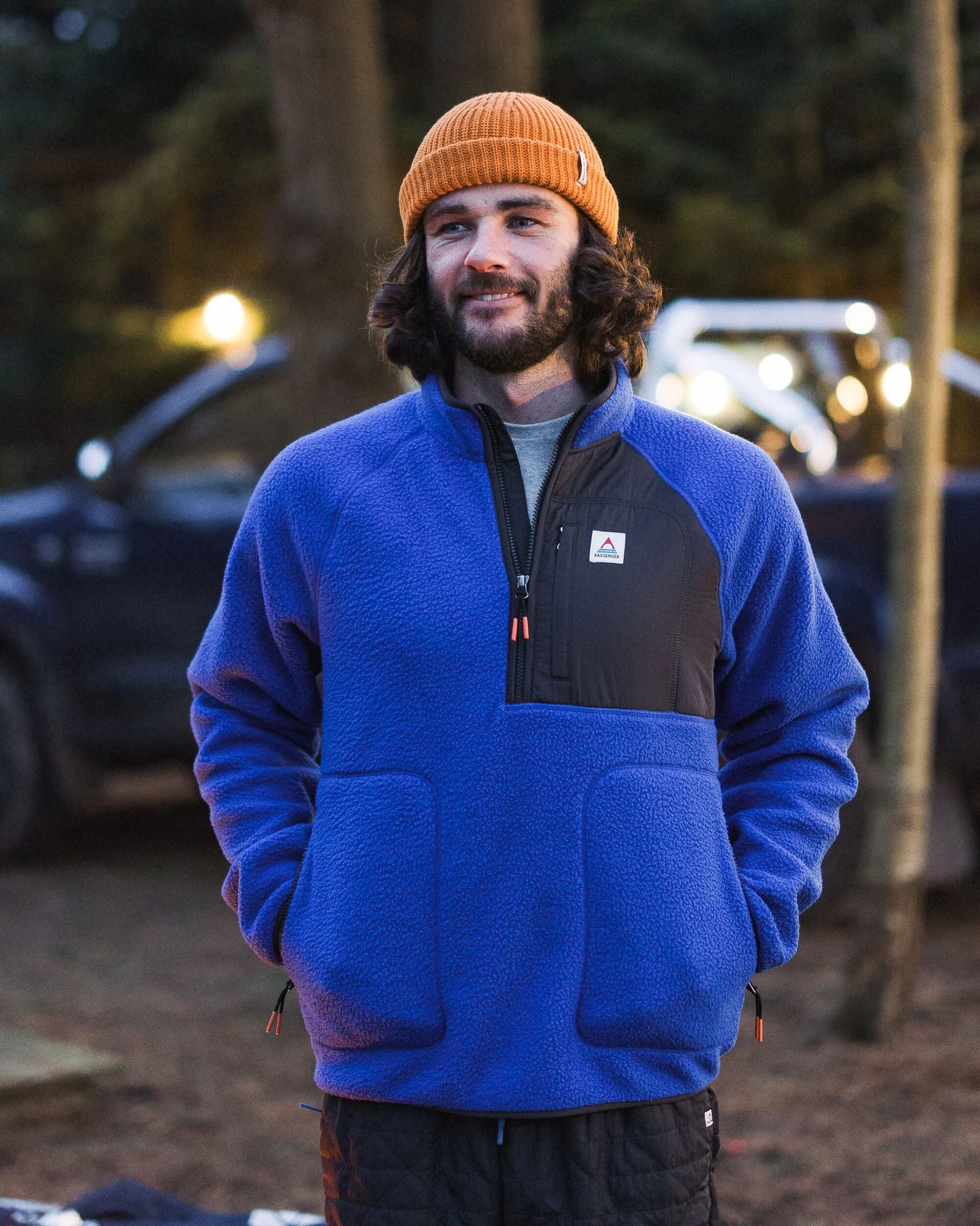 Offgrid 1/2 Zip Recycled Sherpa Fleece - Azure Blue - Lifestyle