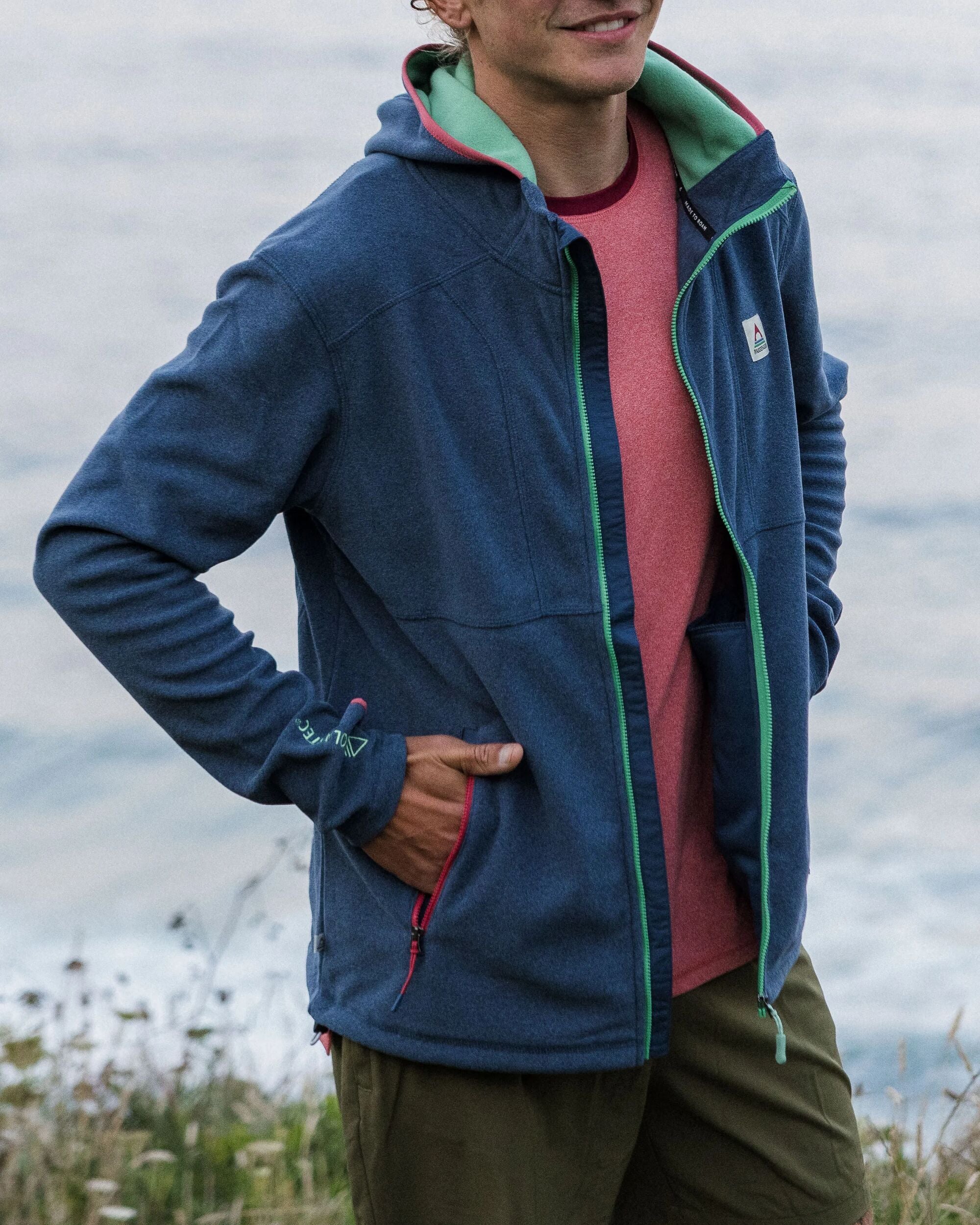 Pinegrove Recycled Polartec® Fleece Hoodie - Dark Denim Marl - Lifestyle