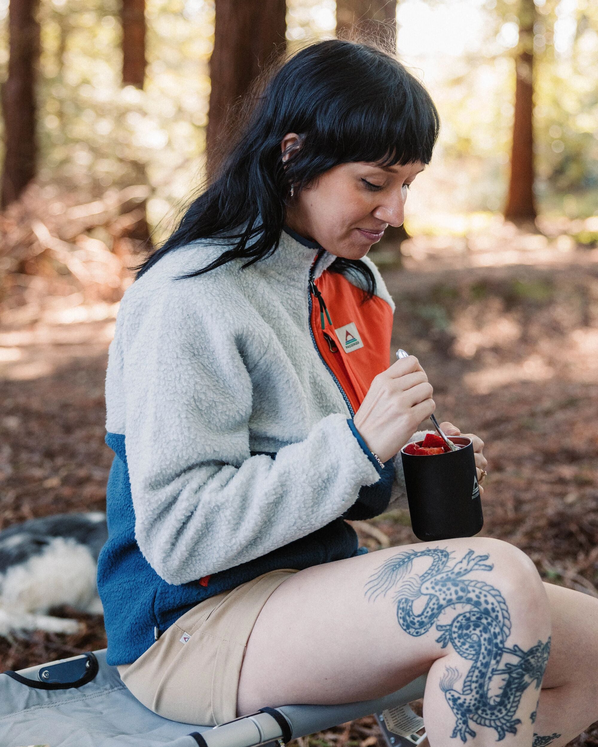 Home Recycled Sherpa Fleece - Grey Marl/Dark Denim - Lifestyle