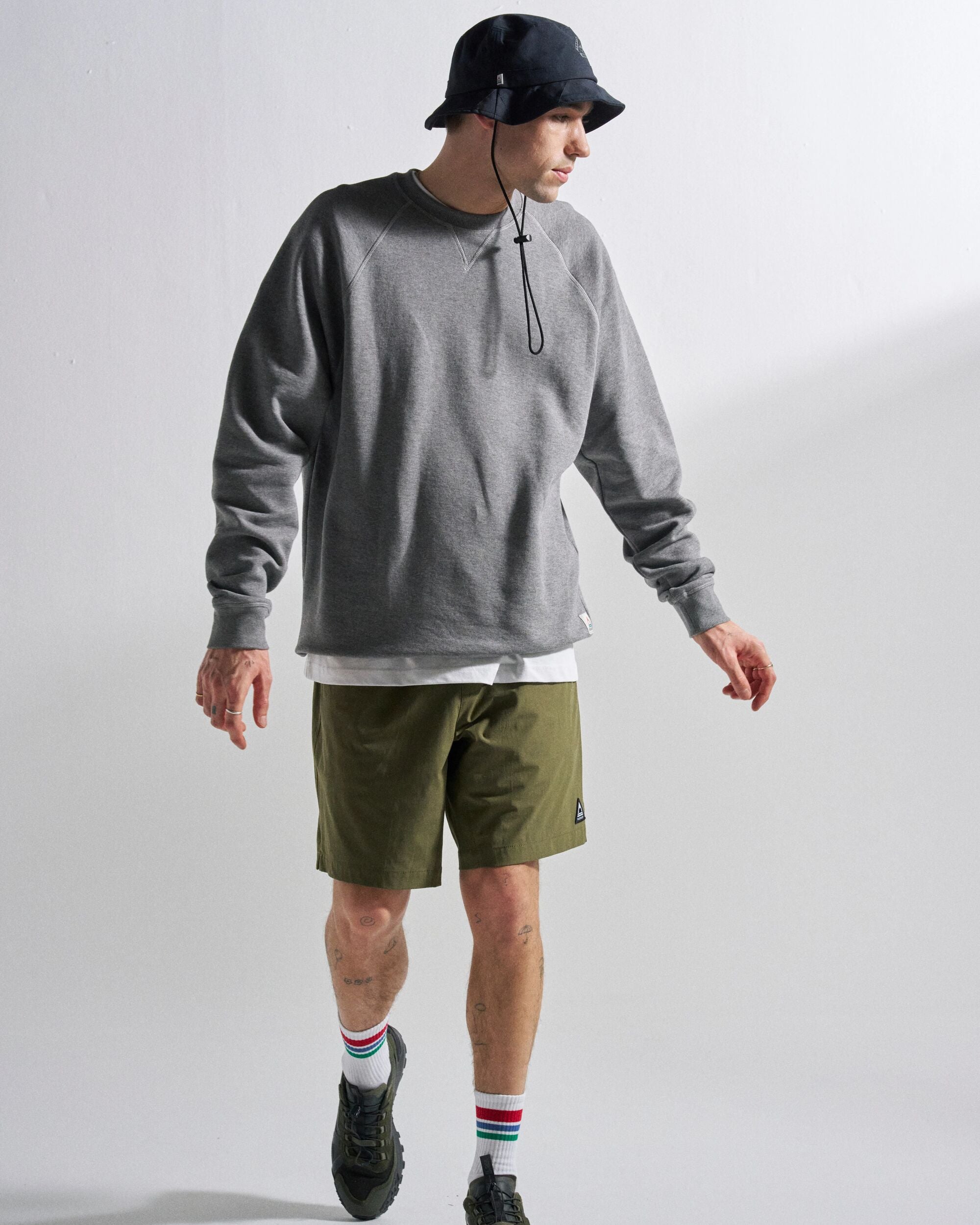 Heritage Men's Sweatshirt - Dark Grey Marl - Studio Model