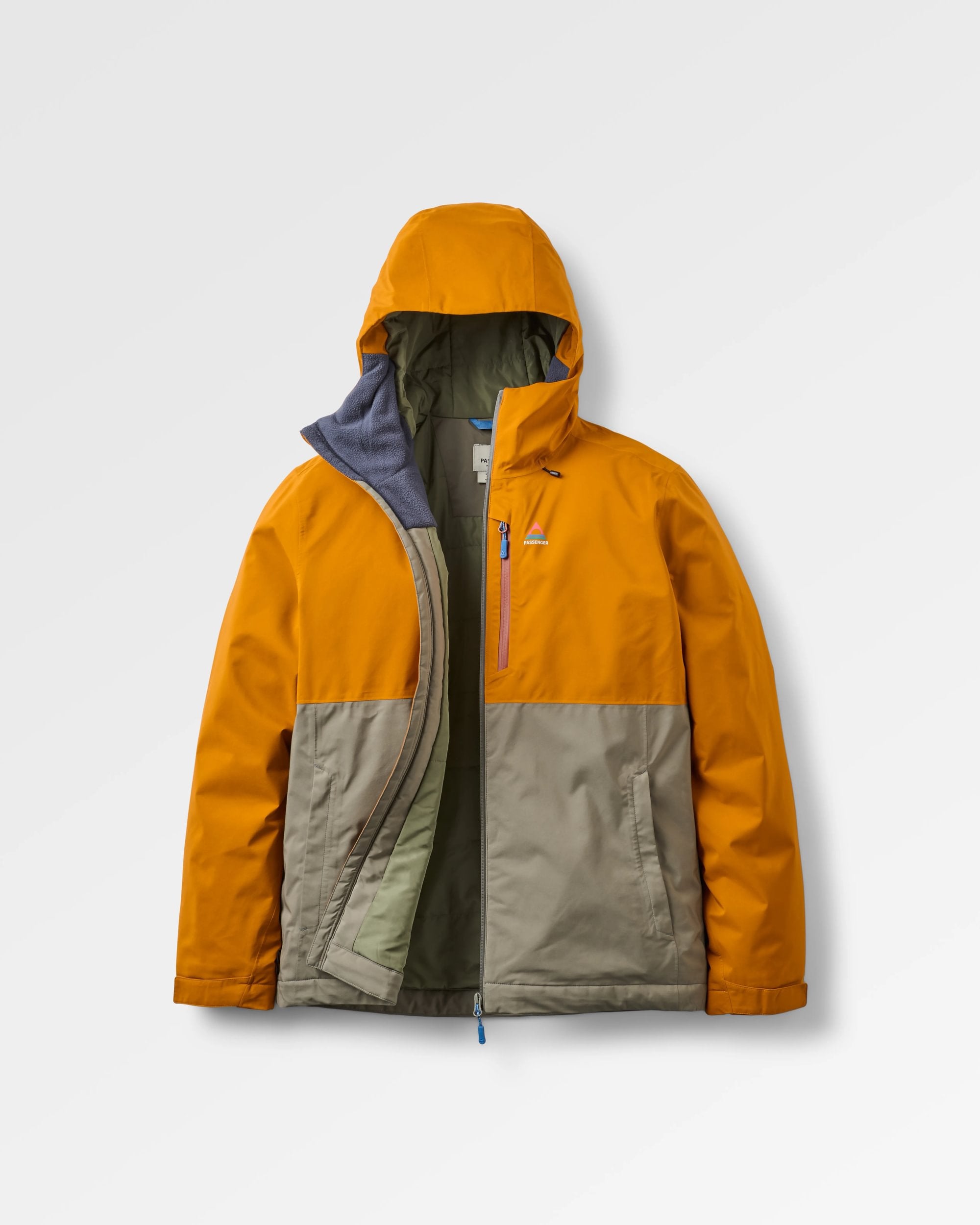 Eclipse Insulated Waterproof Jacket - Retro Orange/Dusty Olive - Flatlay