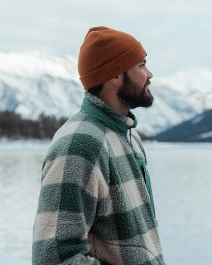 Offroad Recycled Sherpa 1/2 Zip Fleece - Dark Forest Check - Lifestyle