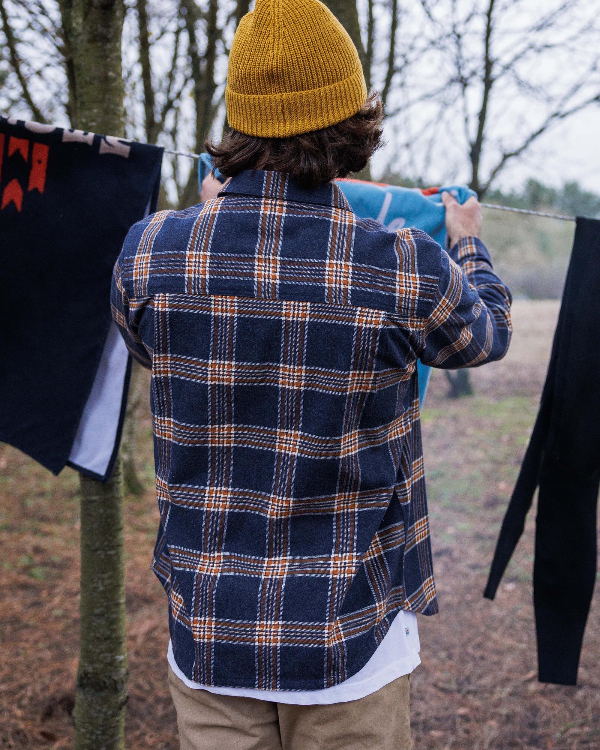 Rustic Organic Cotton Heavyweight Overshirt - Rich Navy Check - Lifestyle