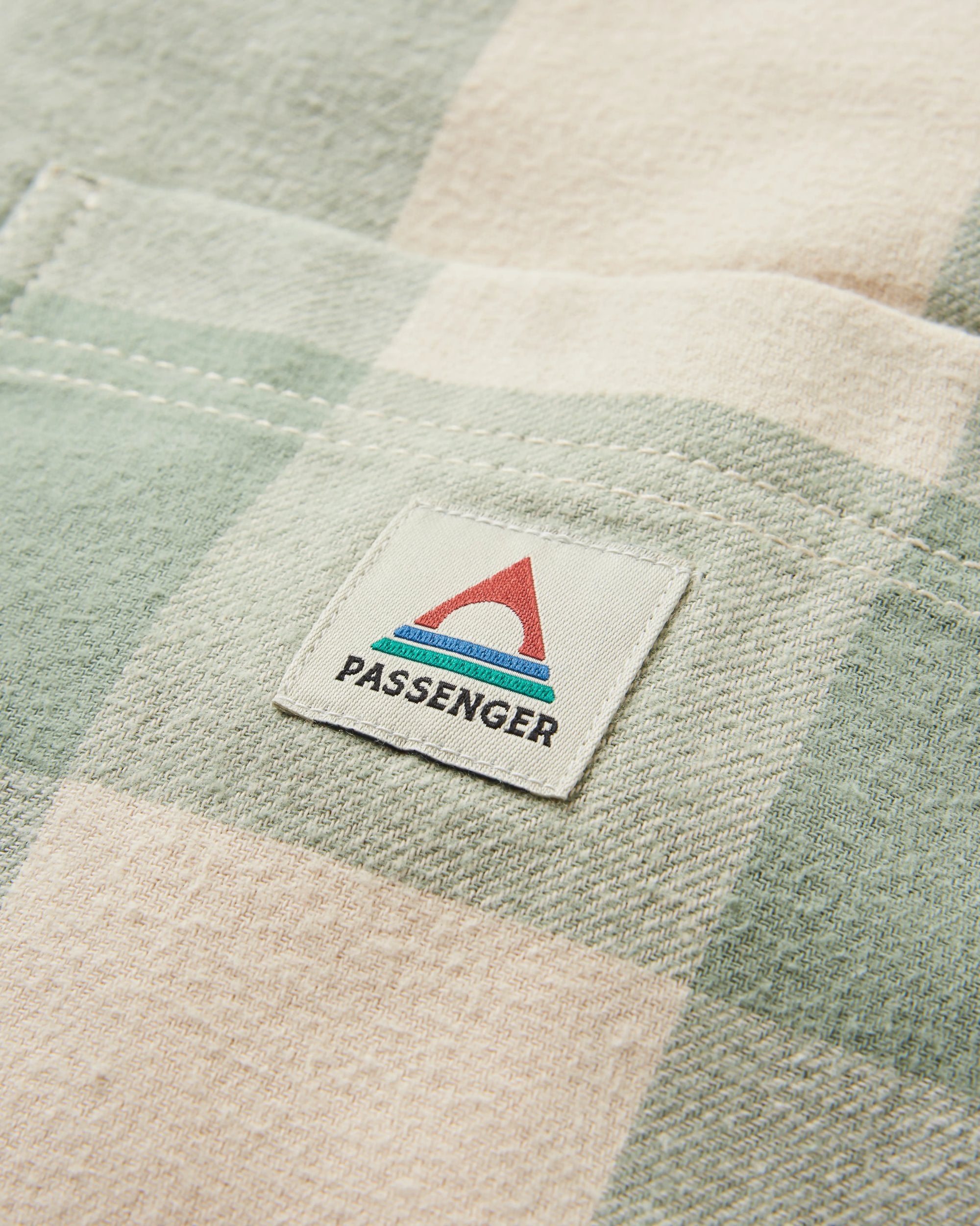 Flint Organic Cotton Overshirt - Pistachio Buffalo Check - Flatlay